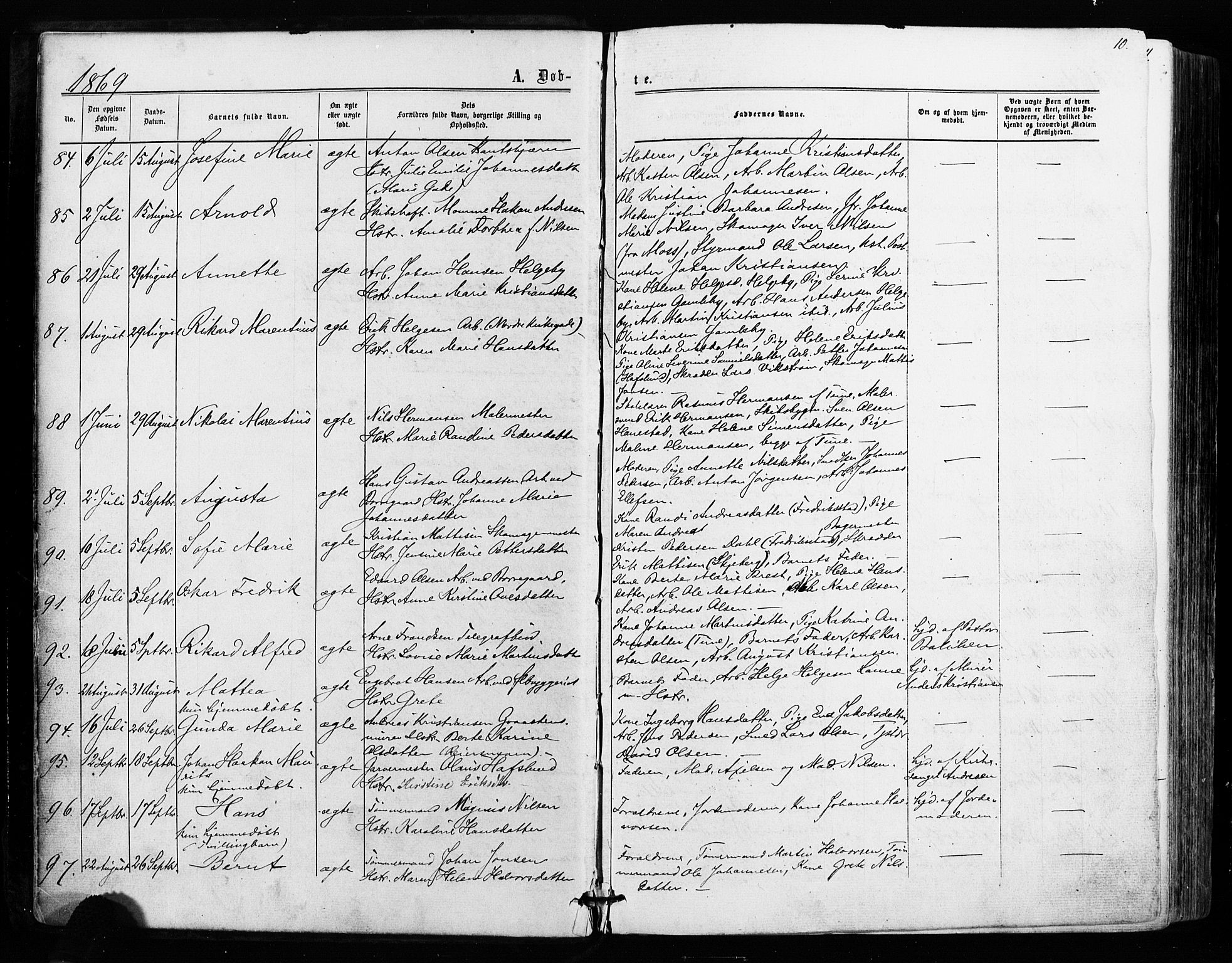 Sarpsborg prestekontor Kirkebøker, AV/SAO-A-2006/F/Fa/L0002: Parish register (official) no. 2, 1869-1877, p. 10