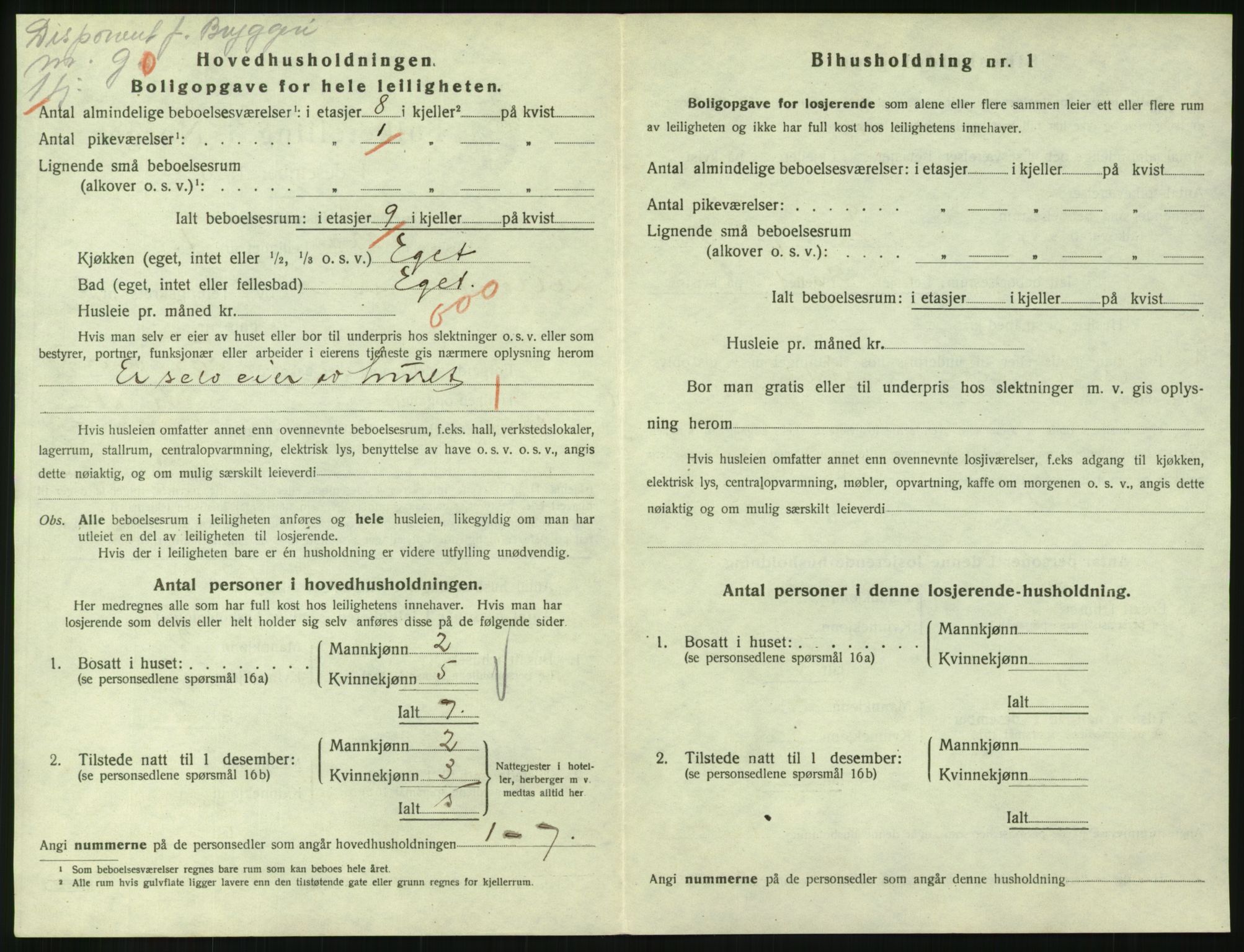 SAH, 1920 census for Lillehammer, 1920, p. 2309