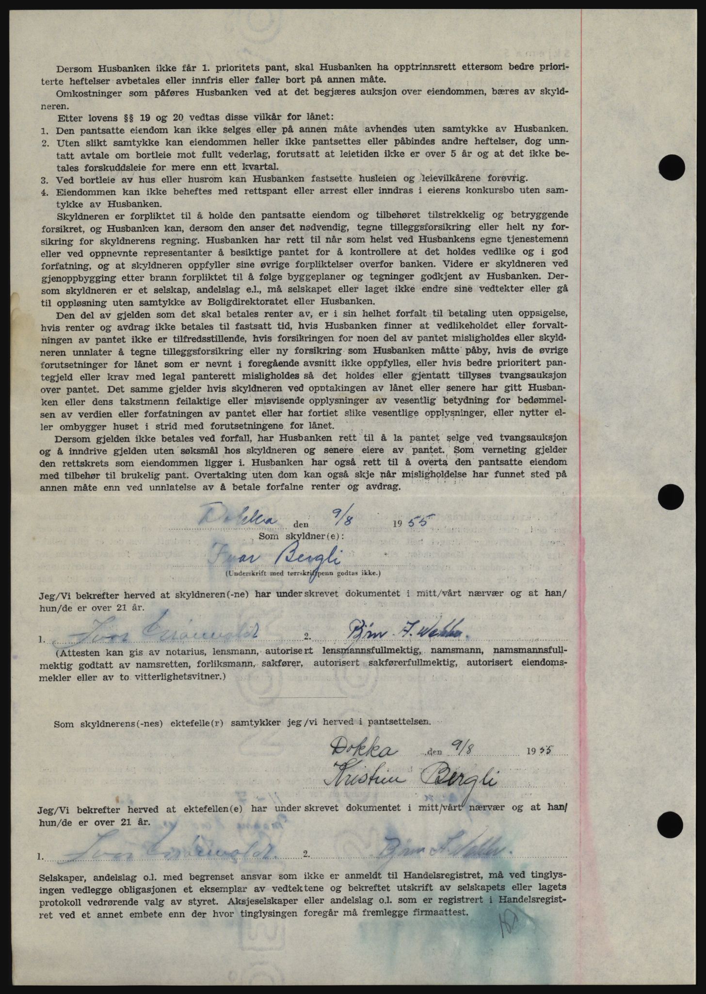 Hadeland og Land tingrett, SAH/TING-010/H/Hb/Hbc/L0032: Mortgage book no. B32, 1955-1955, Diary no: : 2428/1955