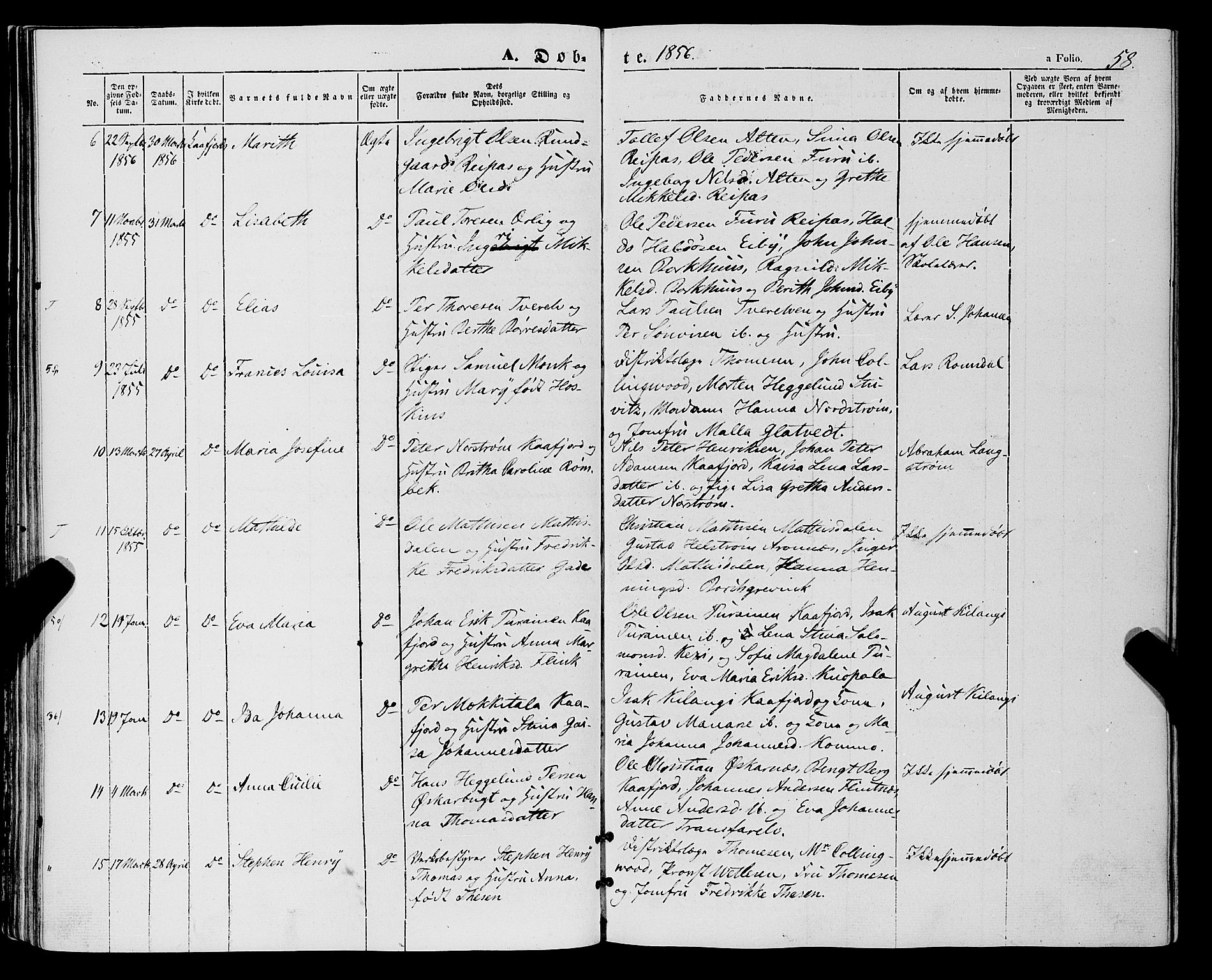 Talvik sokneprestkontor, SATØ/S-1337/H/Ha/L0016kirke: Parish register (official) no. 16, 1847-1857, p. 58