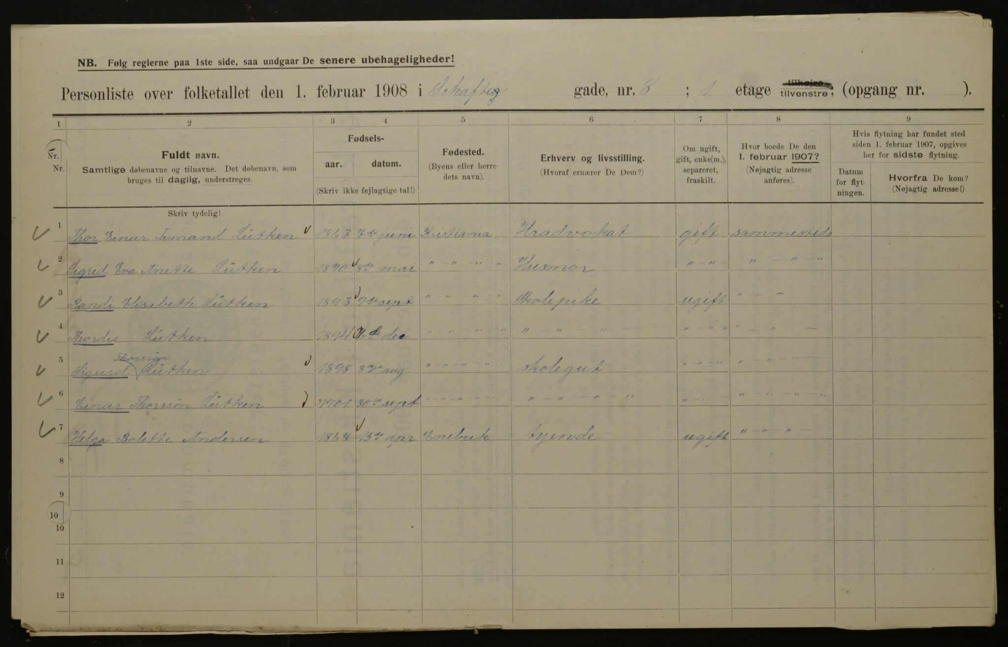 OBA, Municipal Census 1908 for Kristiania, 1908, p. 80561