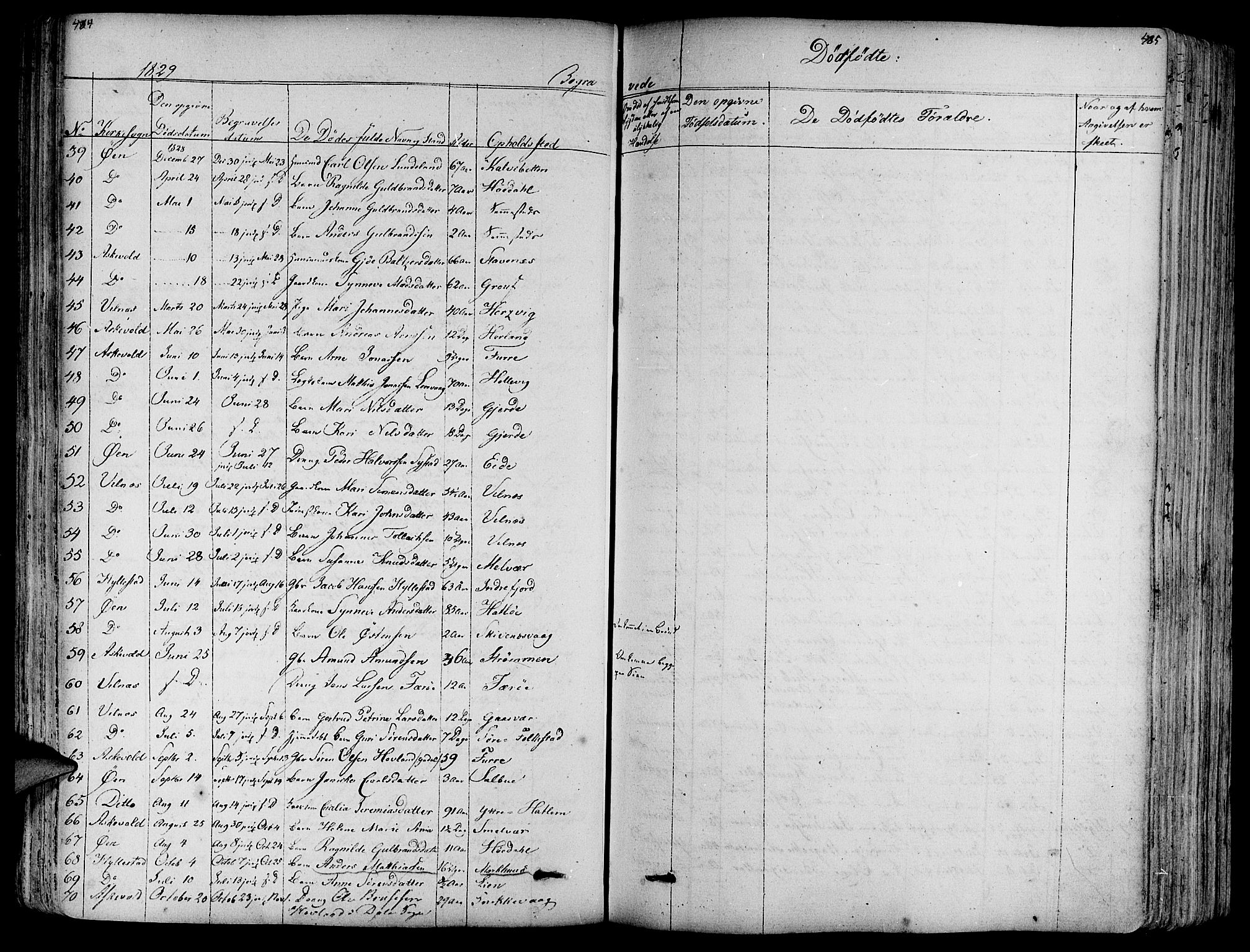 Askvoll sokneprestembete, SAB/A-79501/H/Haa/Haaa/L0010: Parish register (official) no. A 10, 1821-1844, p. 484-485