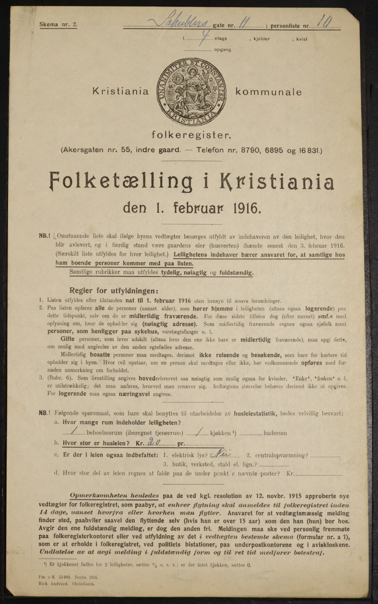 OBA, Municipal Census 1916 for Kristiania, 1916, p. 95217