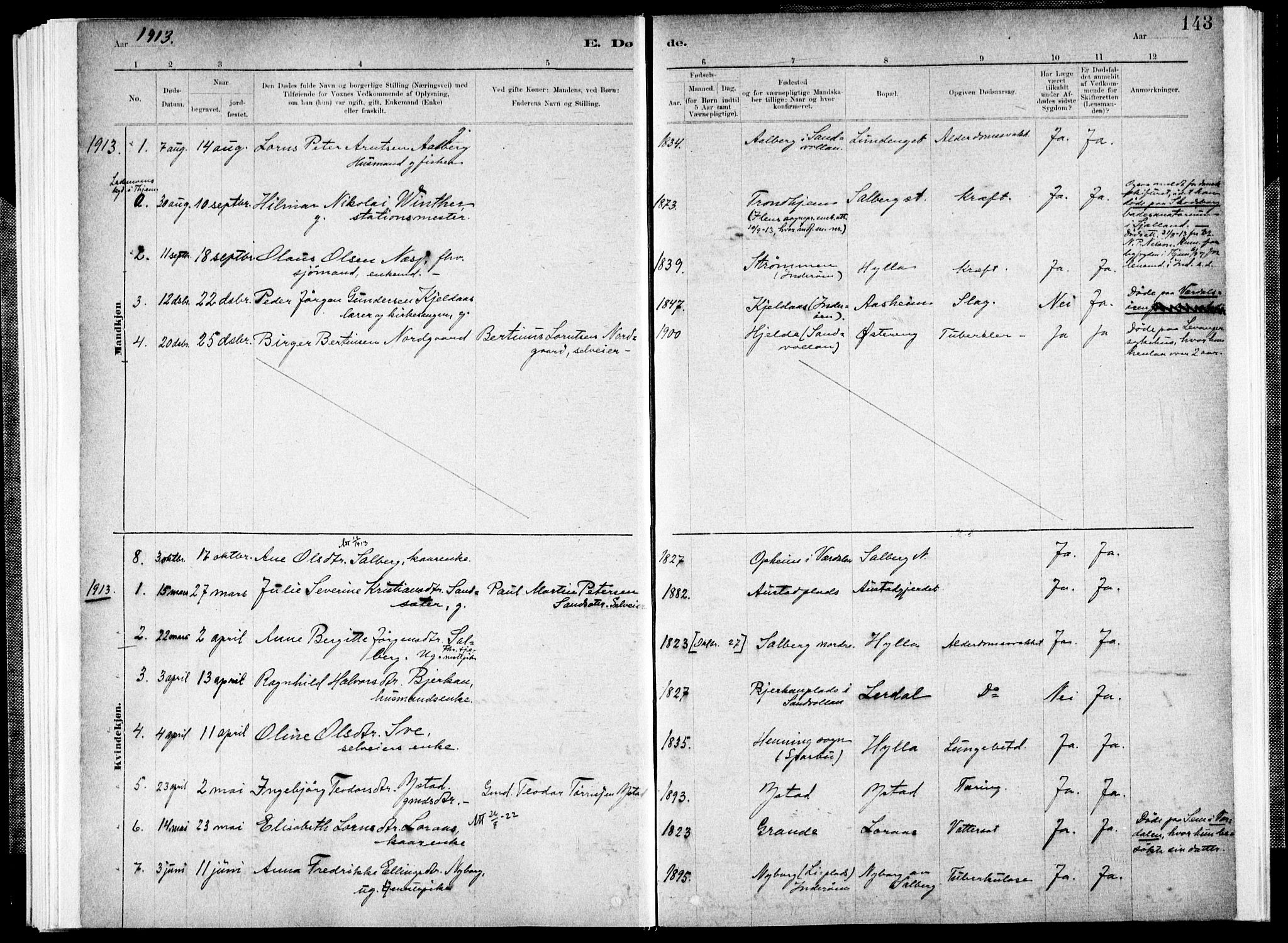 Ministerialprotokoller, klokkerbøker og fødselsregistre - Nord-Trøndelag, SAT/A-1458/731/L0309: Parish register (official) no. 731A01, 1879-1918, p. 143