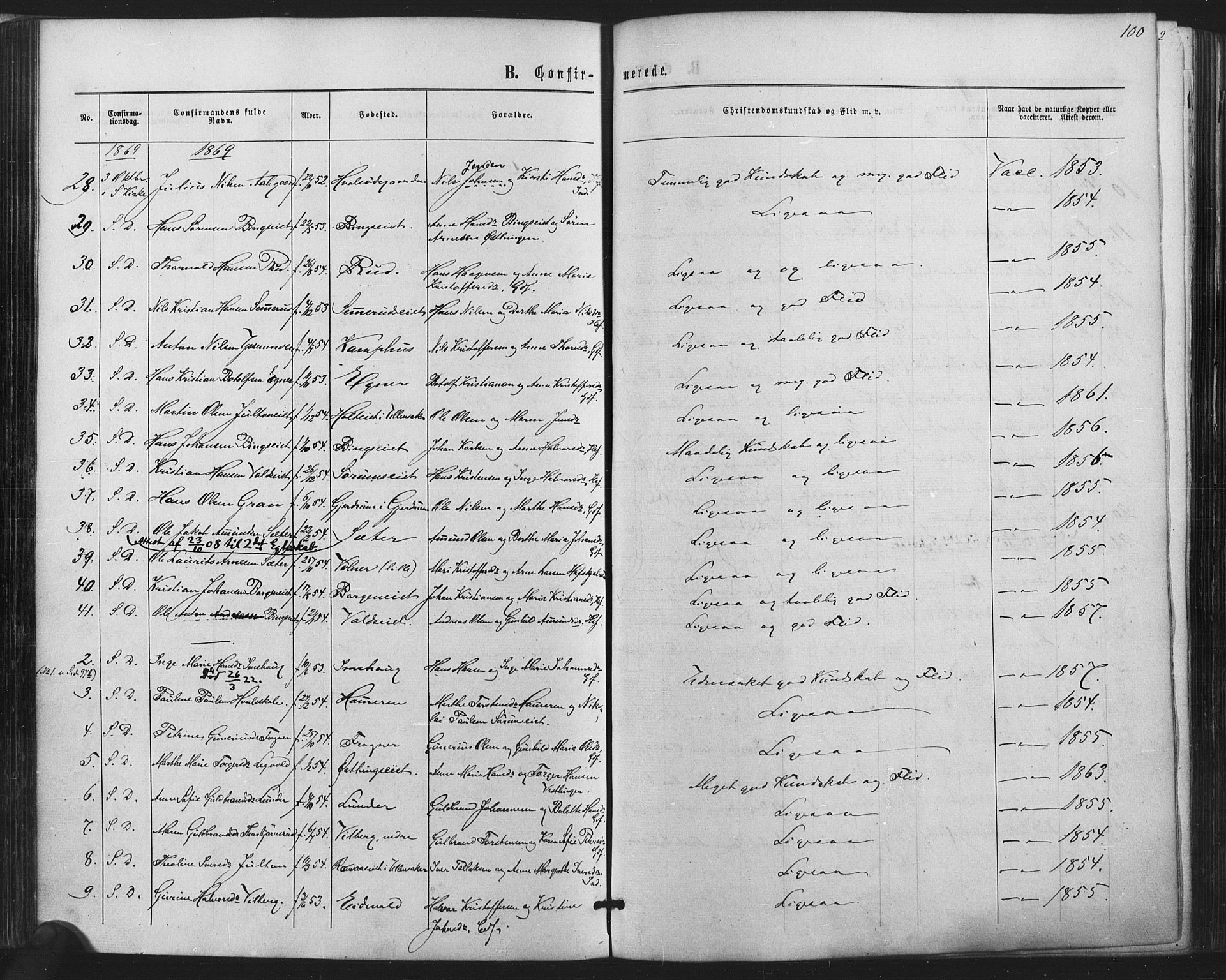 Sørum prestekontor Kirkebøker, AV/SAO-A-10303/F/Fa/L0006: Parish register (official) no. I 6, 1864-1877, p. 100