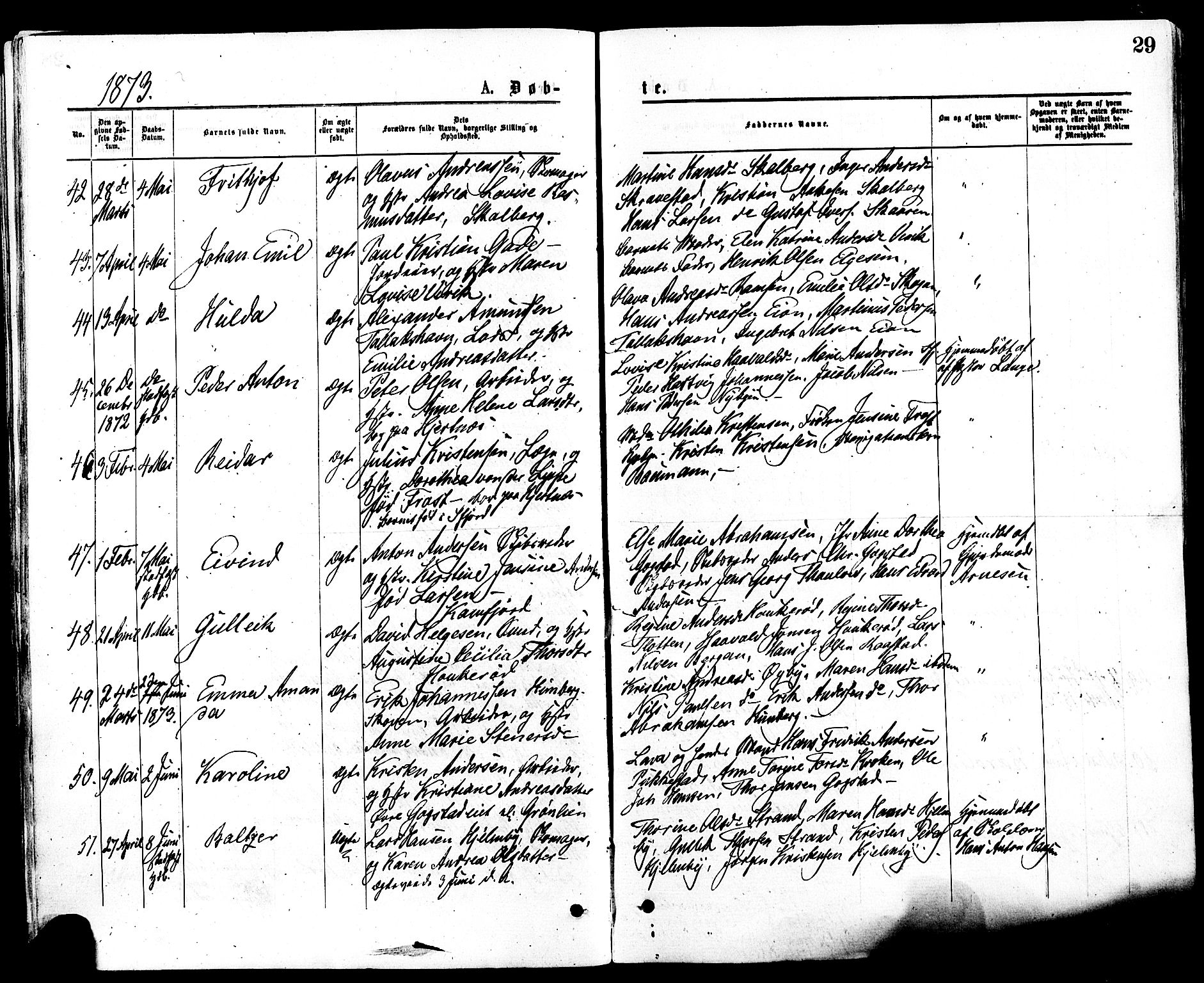 Sandar kirkebøker, SAKO/A-243/F/Fa/L0010: Parish register (official) no. 10, 1872-1882, p. 29