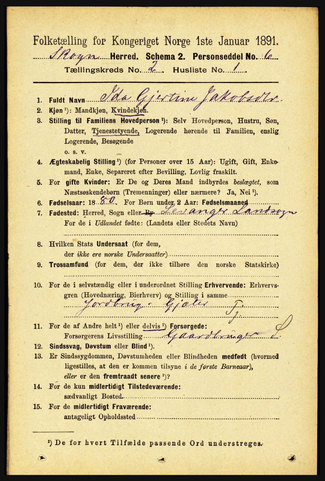 RA, 1891 census for 1719 Skogn, 1891, p. 980