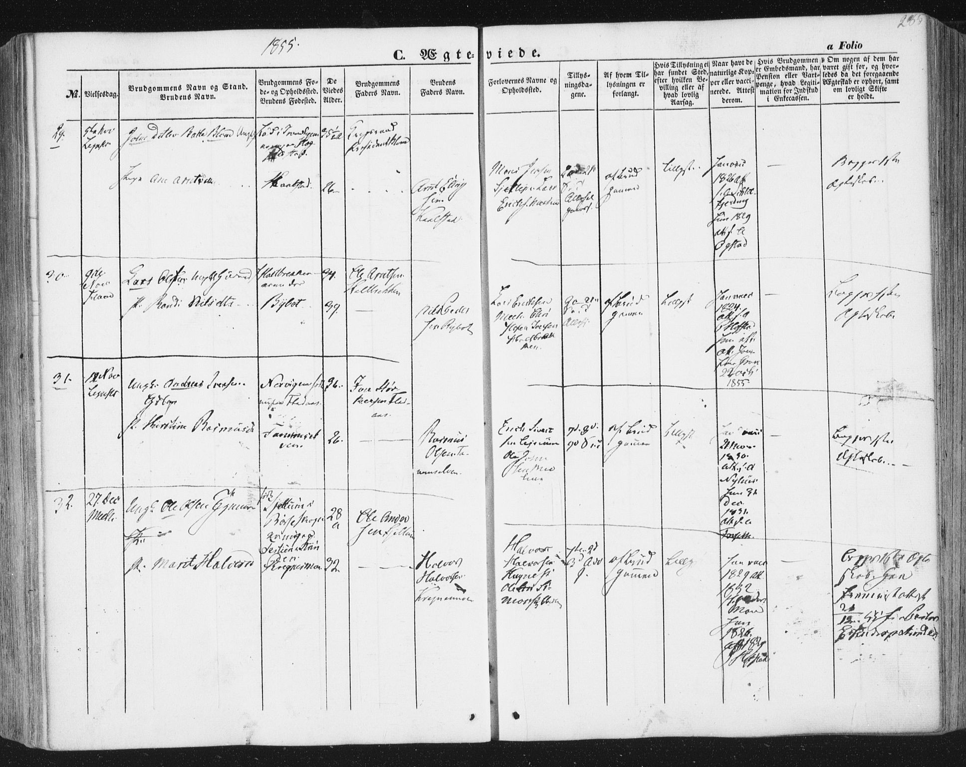 Ministerialprotokoller, klokkerbøker og fødselsregistre - Sør-Trøndelag, SAT/A-1456/691/L1076: Parish register (official) no. 691A08, 1852-1861, p. 285
