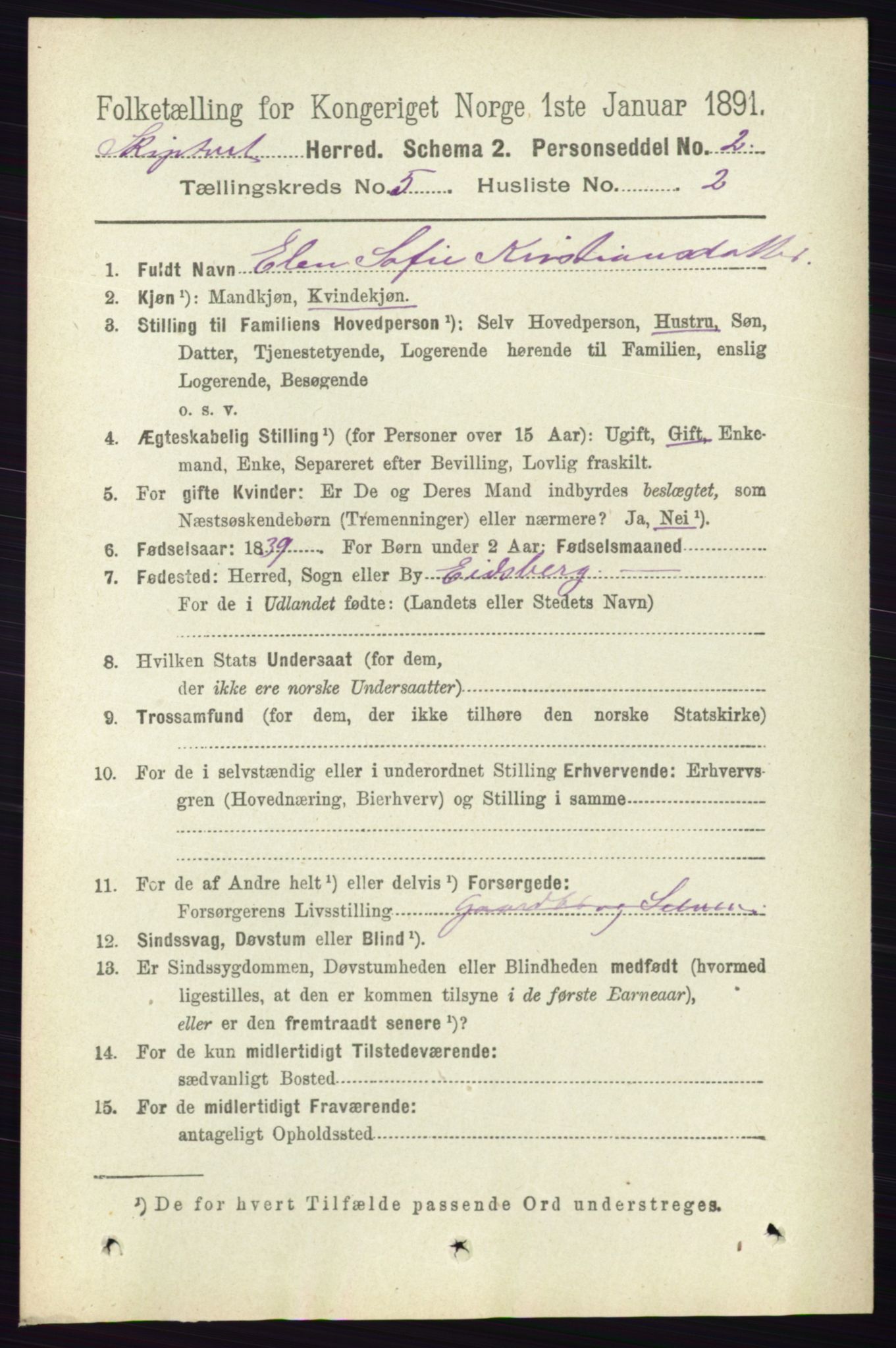 RA, 1891 census for 0127 Skiptvet, 1891, p. 2649