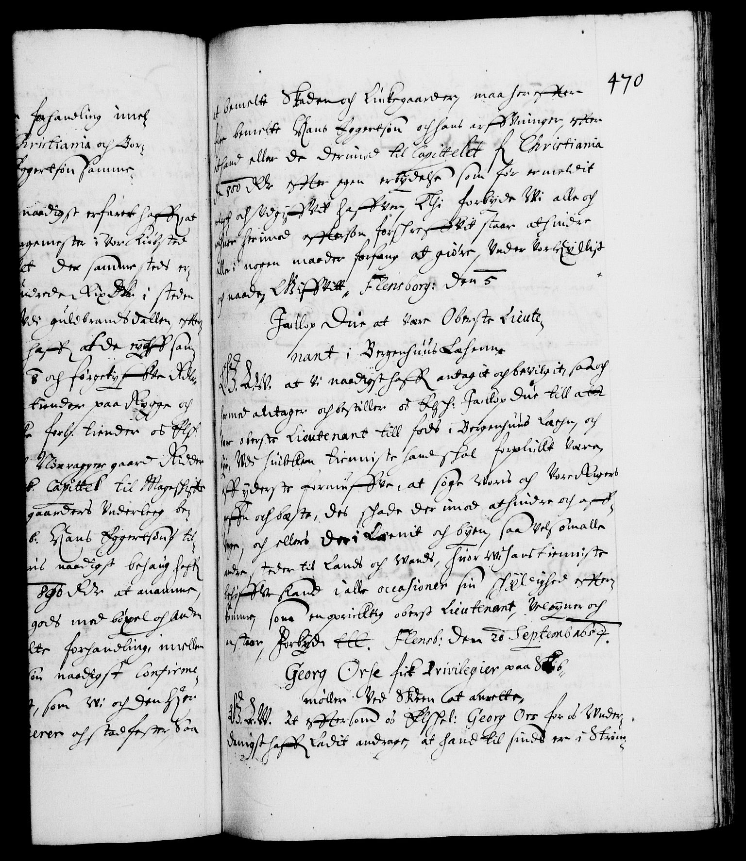 Danske Kanselli 1572-1799, AV/RA-EA-3023/F/Fc/Fca/Fcaa/L0008: Norske registre (mikrofilm), 1651-1656, p. 470a