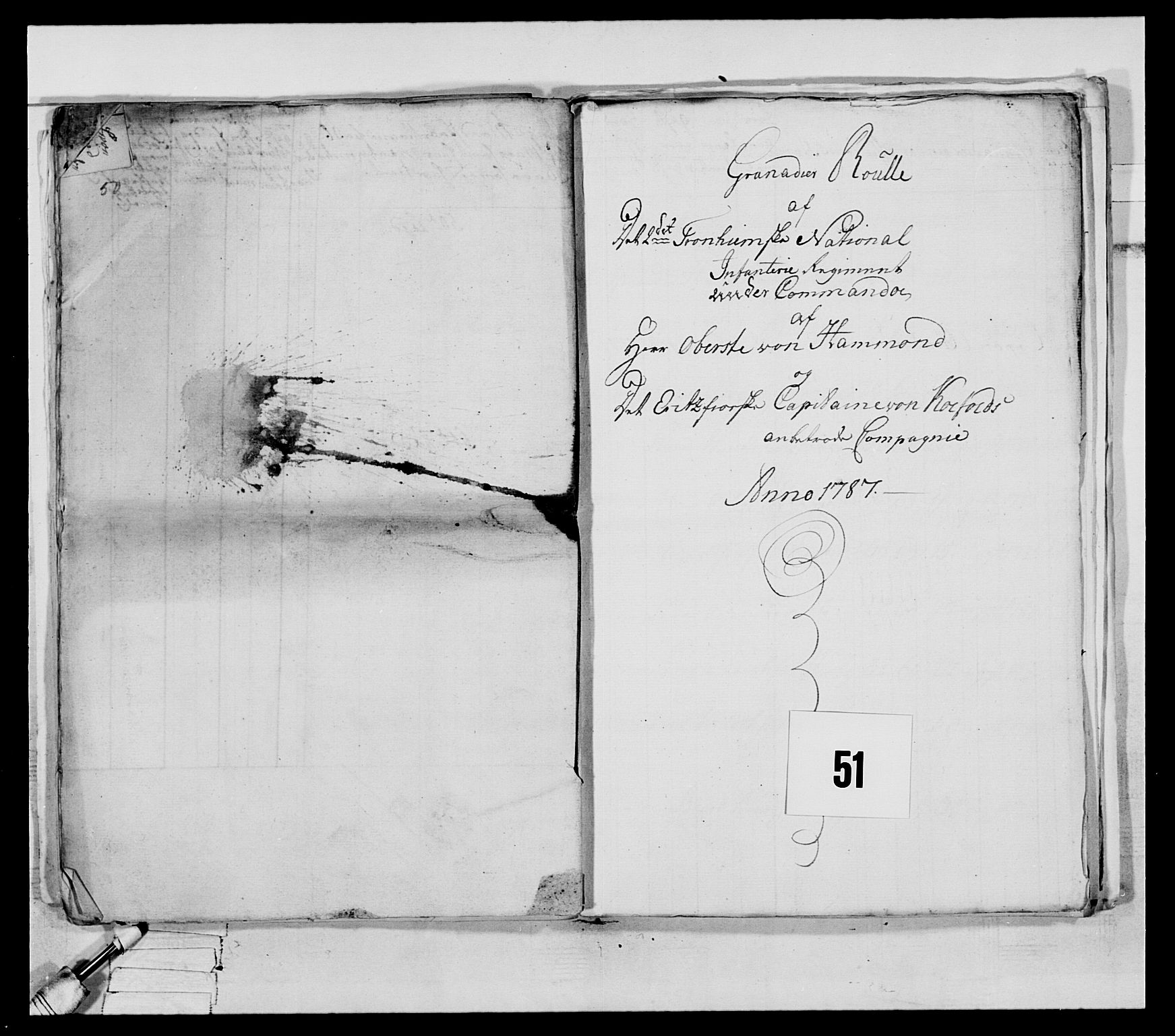 Generalitets- og kommissariatskollegiet, Det kongelige norske kommissariatskollegium, AV/RA-EA-5420/E/Eh/L0079: 2. Trondheimske nasjonale infanteriregiment, 1782-1789, p. 265