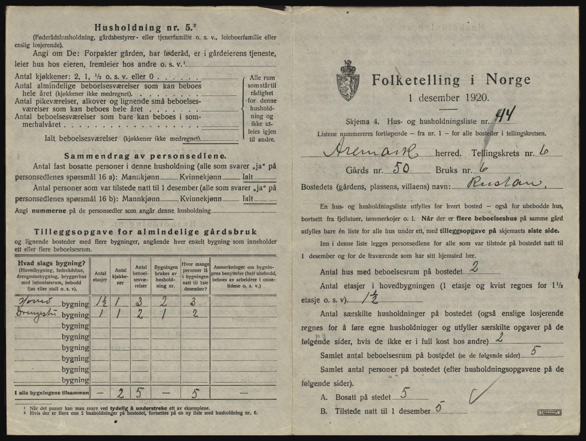 SAO, 1920 census for Aremark, 1920, p. 671