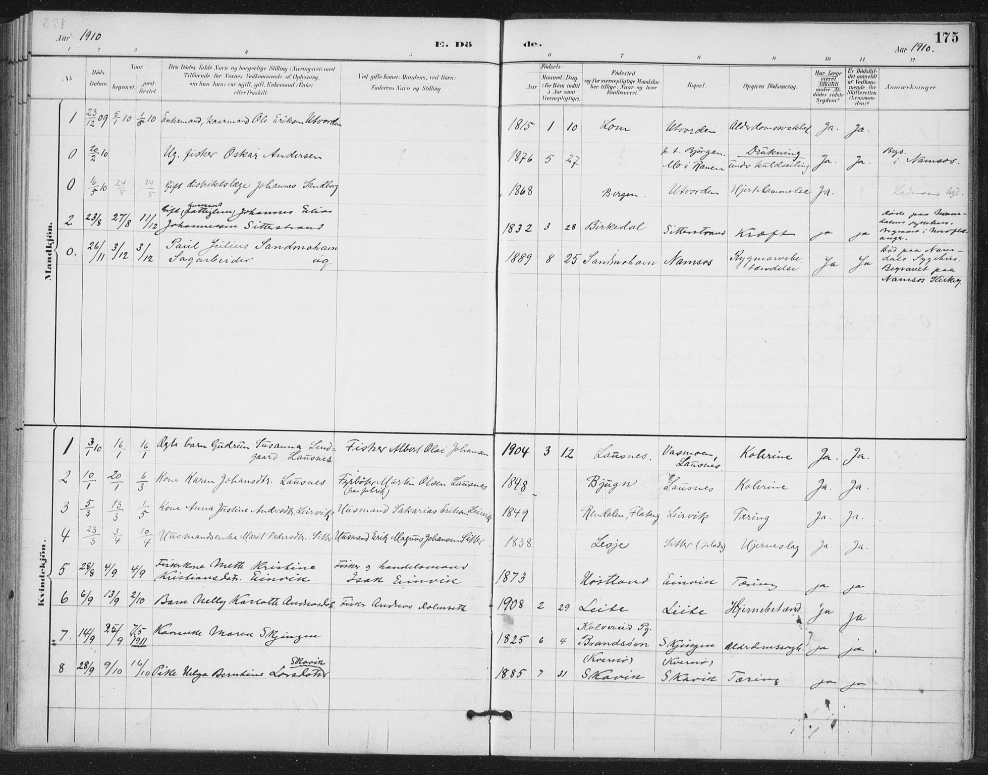 Ministerialprotokoller, klokkerbøker og fødselsregistre - Nord-Trøndelag, SAT/A-1458/772/L0603: Parish register (official) no. 772A01, 1885-1912, p. 175
