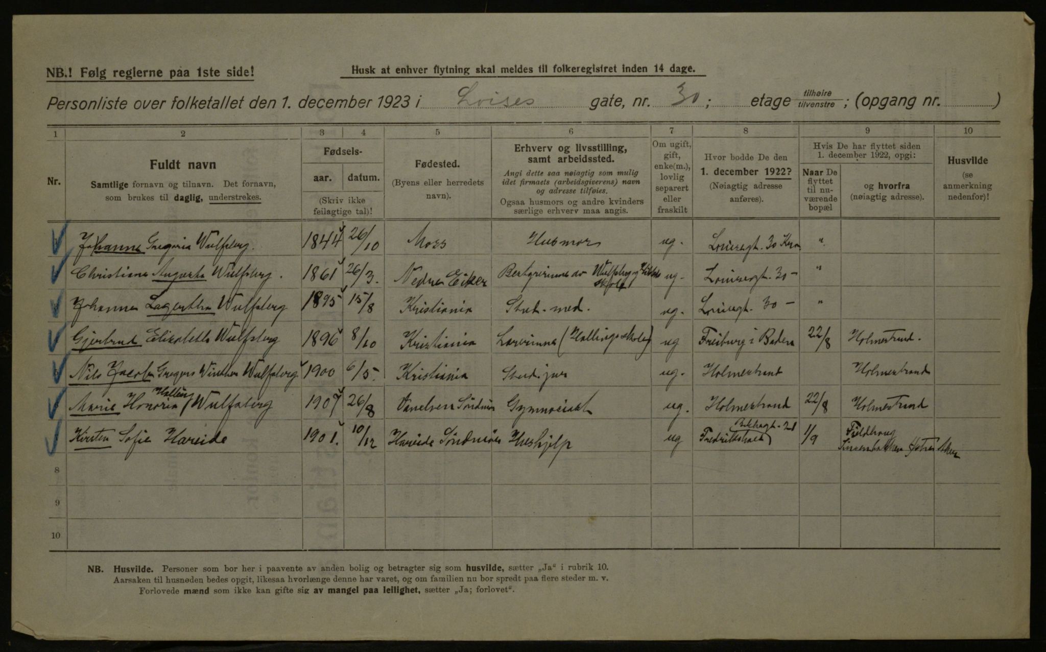 OBA, Municipal Census 1923 for Kristiania, 1923, p. 64958