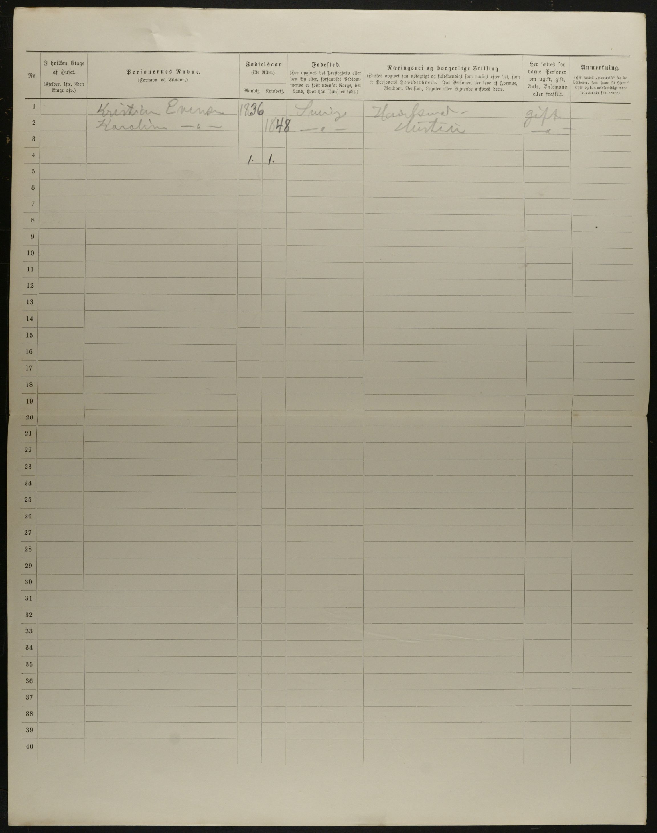 OBA, Municipal Census 1901 for Kristiania, 1901, p. 15685