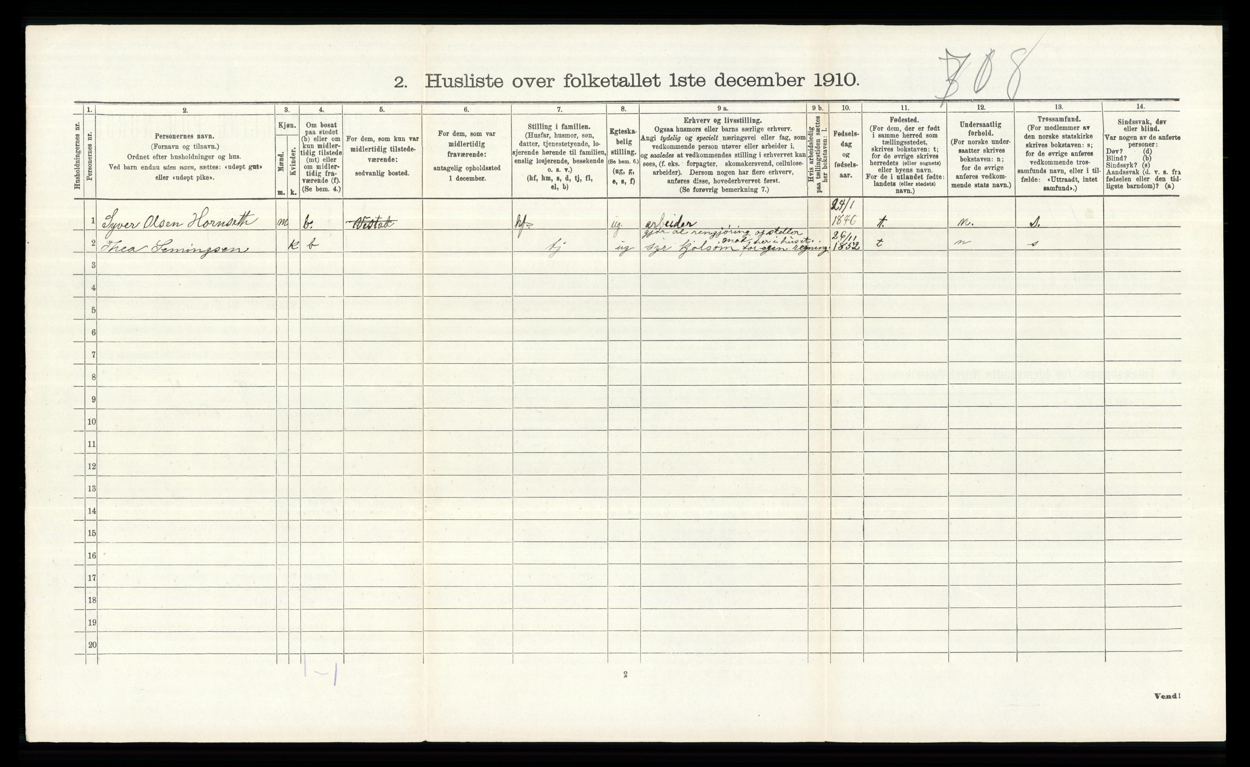 RA, 1910 census for Ytre Rendal, 1910, p. 272