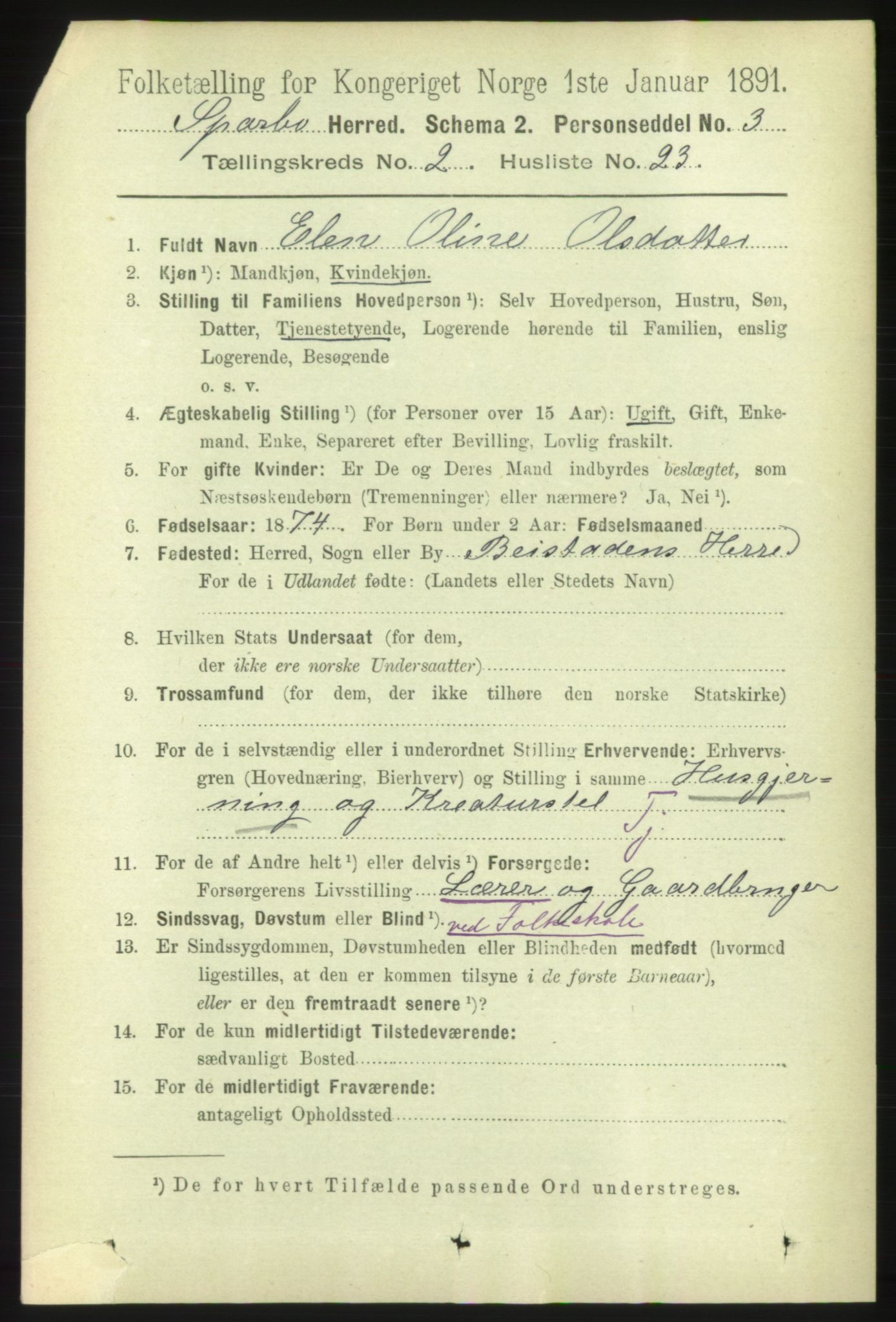 RA, 1891 census for 1731 Sparbu, 1891, p. 790