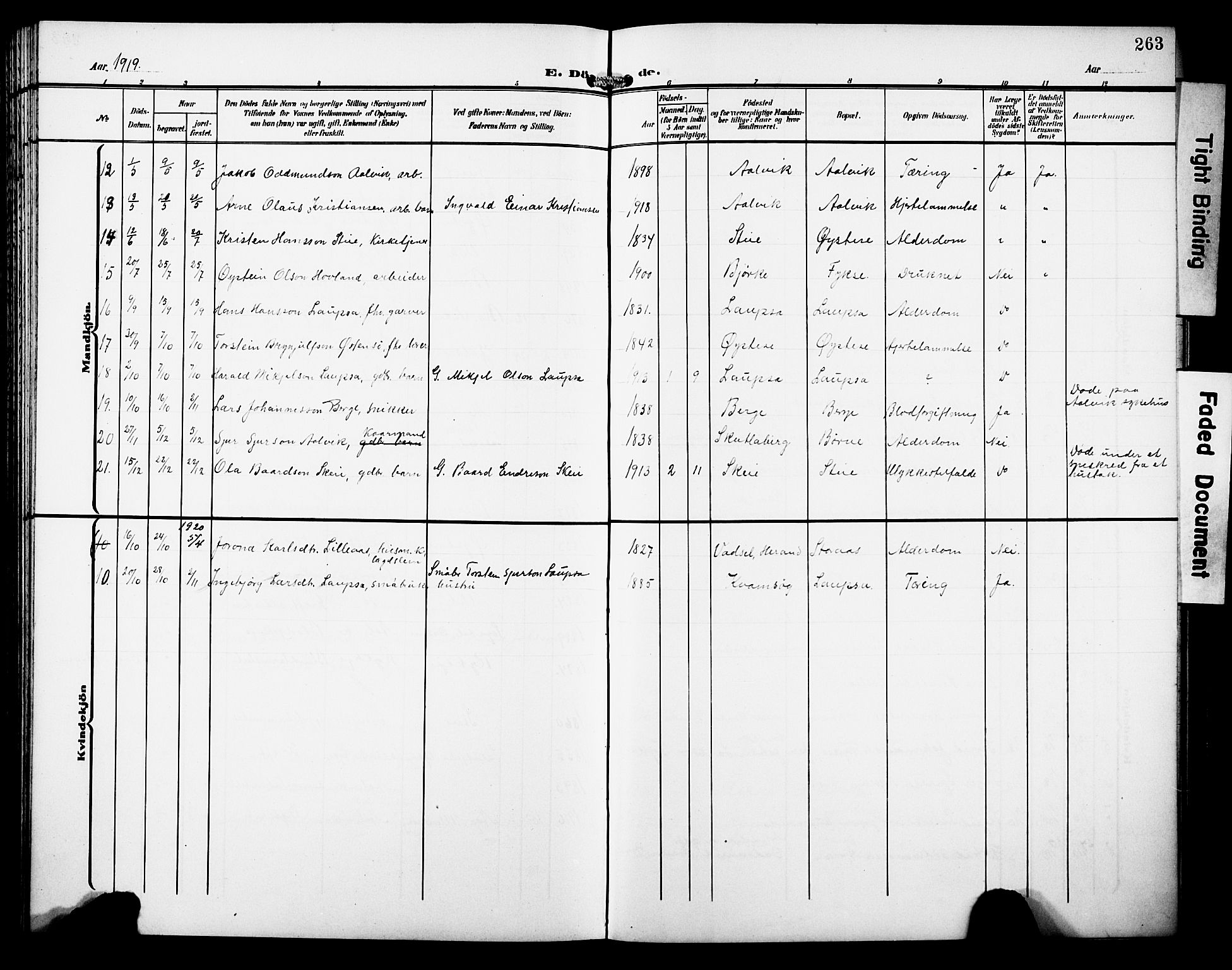 Kvam sokneprestembete, SAB/A-76201/H/Hab: Parish register (copy) no. C 4, 1906-1931, p. 263