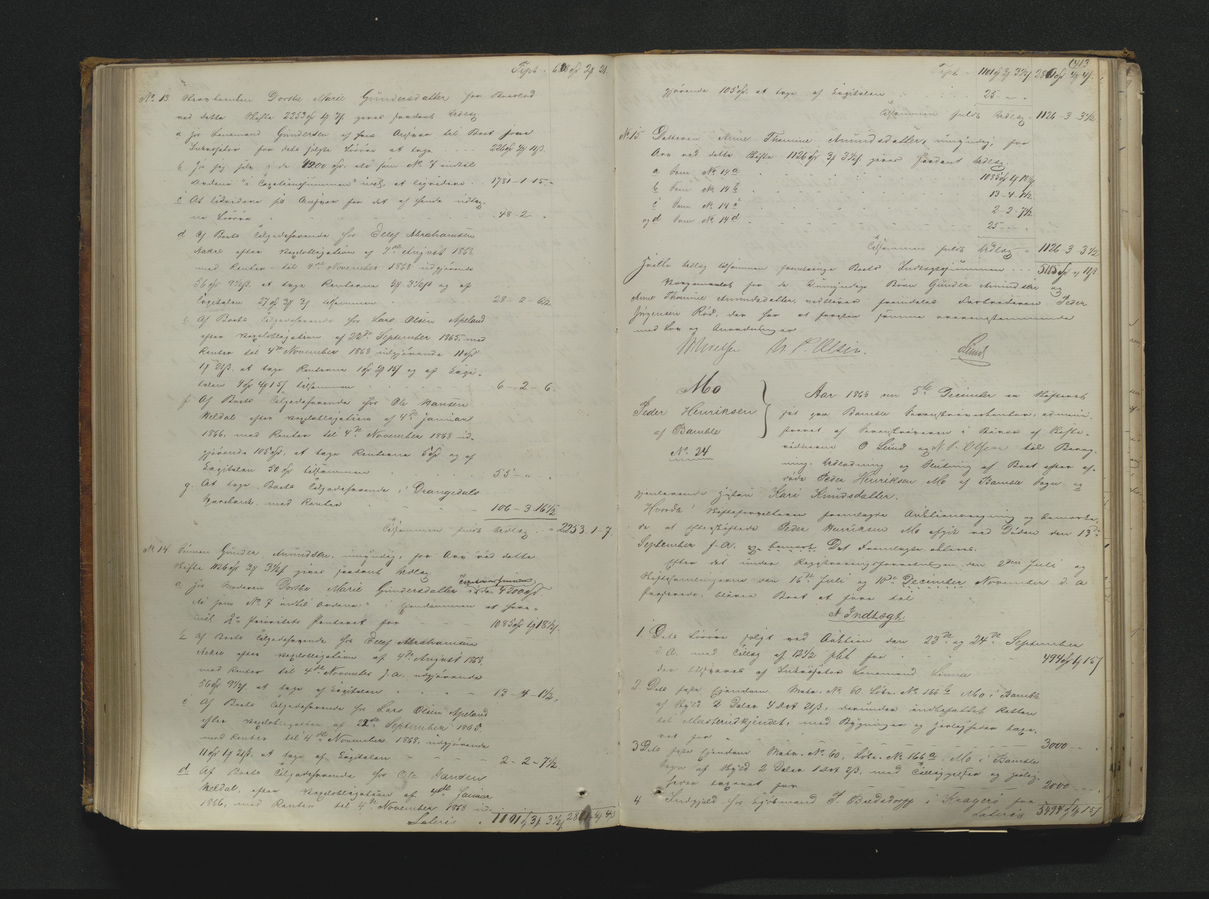 Bamble sorenskriveri, SAKO/A-214/H/Hb/Hbd/L0007A: Skifteutlodningsprotokoll, 1865-1870, p. 412-413