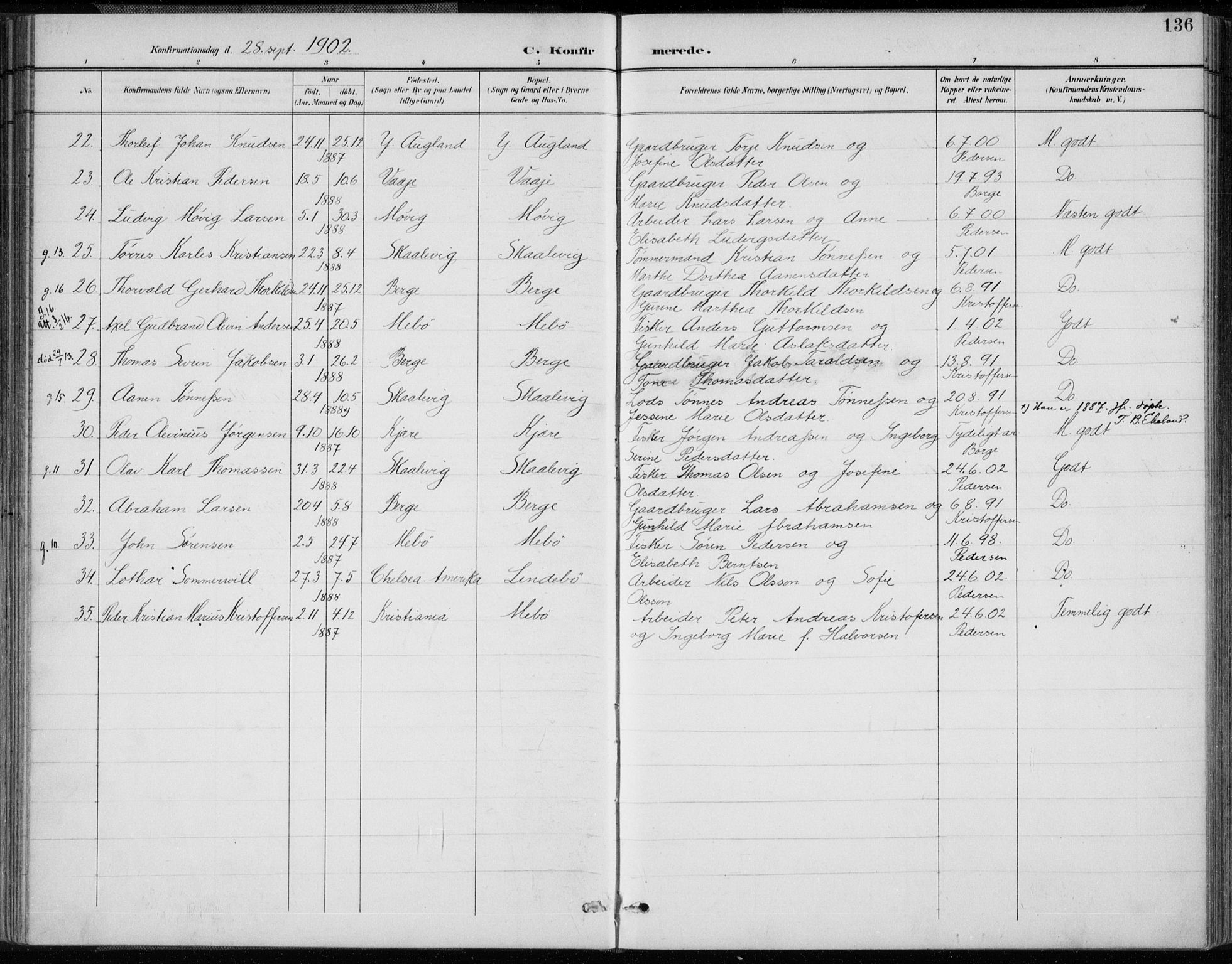 Oddernes sokneprestkontor, AV/SAK-1111-0033/F/Fa/Faa/L0010: Parish register (official) no. A 10, 1897-1911, p. 136