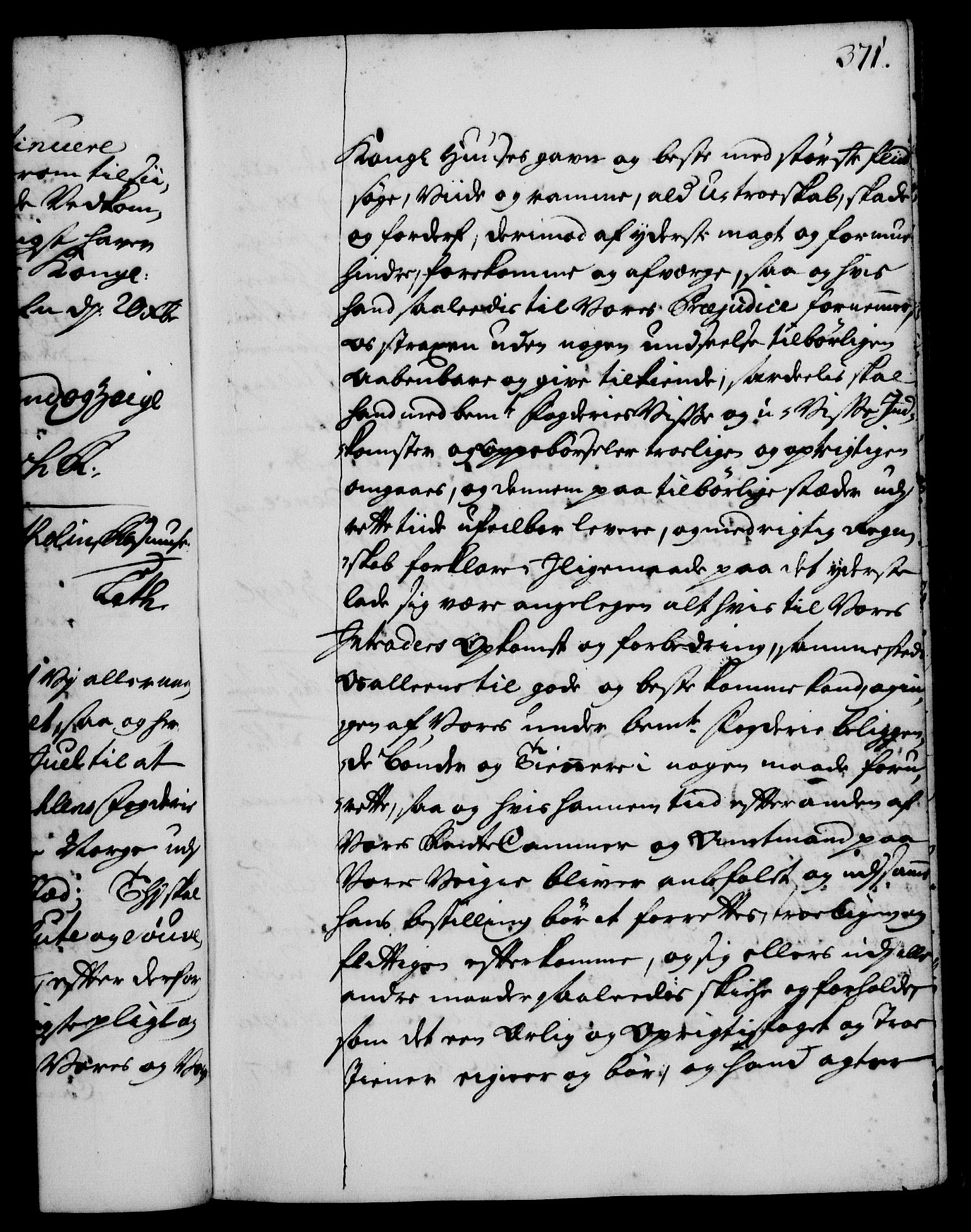 Rentekammeret, Kammerkanselliet, RA/EA-3111/G/Gg/Gge/L0001: Norsk bestallingsprotokoll med register (merket RK 53.25), 1720-1730, p. 371