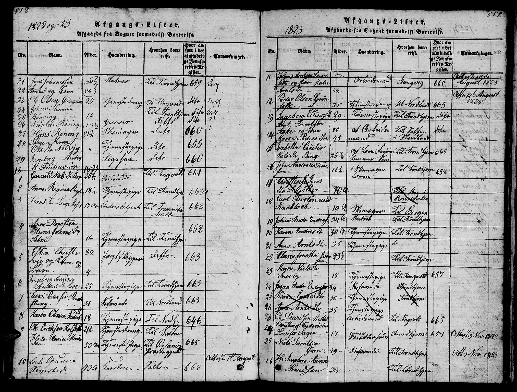Ministerialprotokoller, klokkerbøker og fødselsregistre - Møre og Romsdal, SAT/A-1454/572/L0856: Parish register (copy) no. 572C01, 1819-1832, p. 558-559