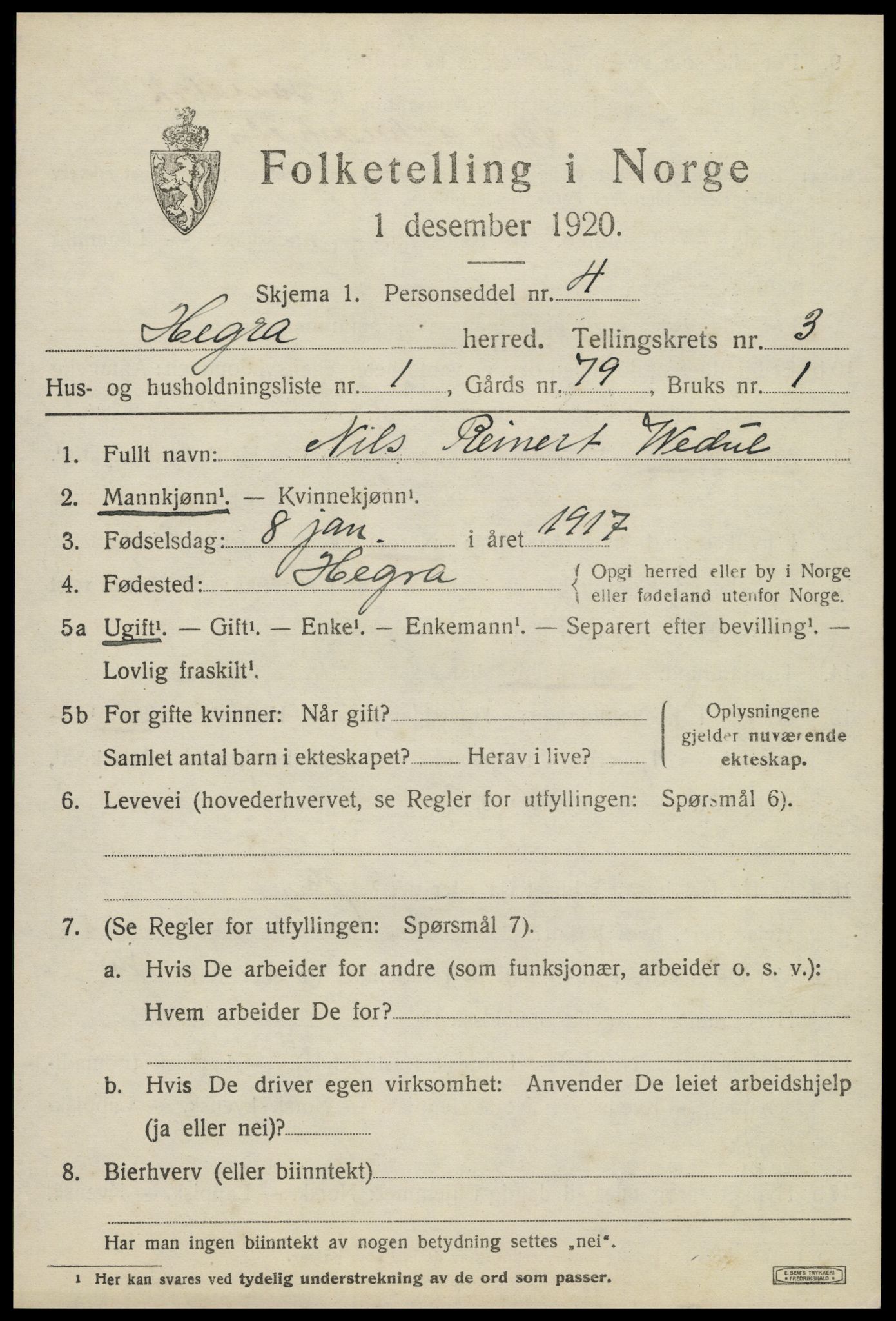 SAT, 1920 census for Hegra, 1920, p. 2366