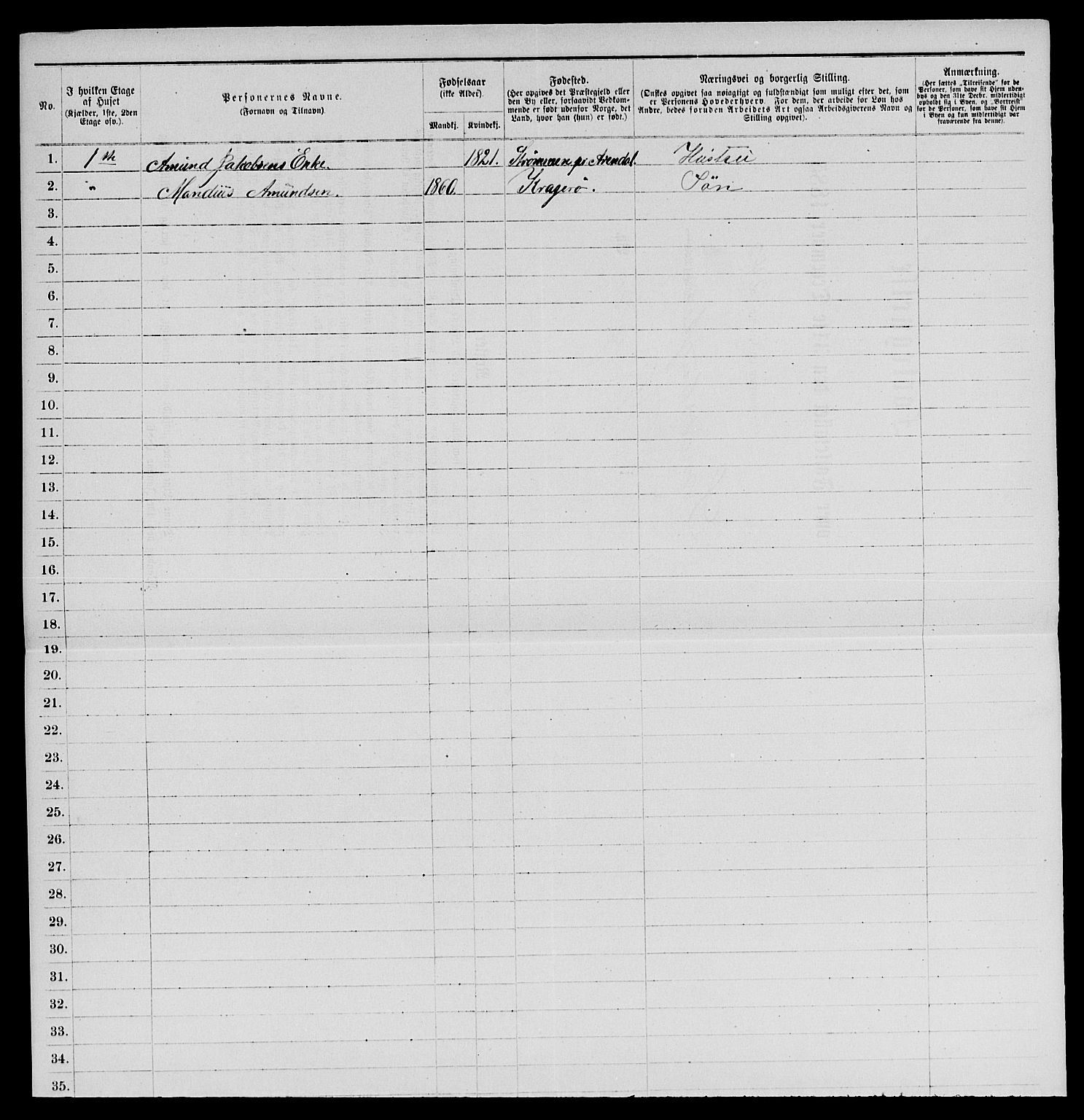 SAKO, 1885 census for 0801 Kragerø, 1885, p. 277