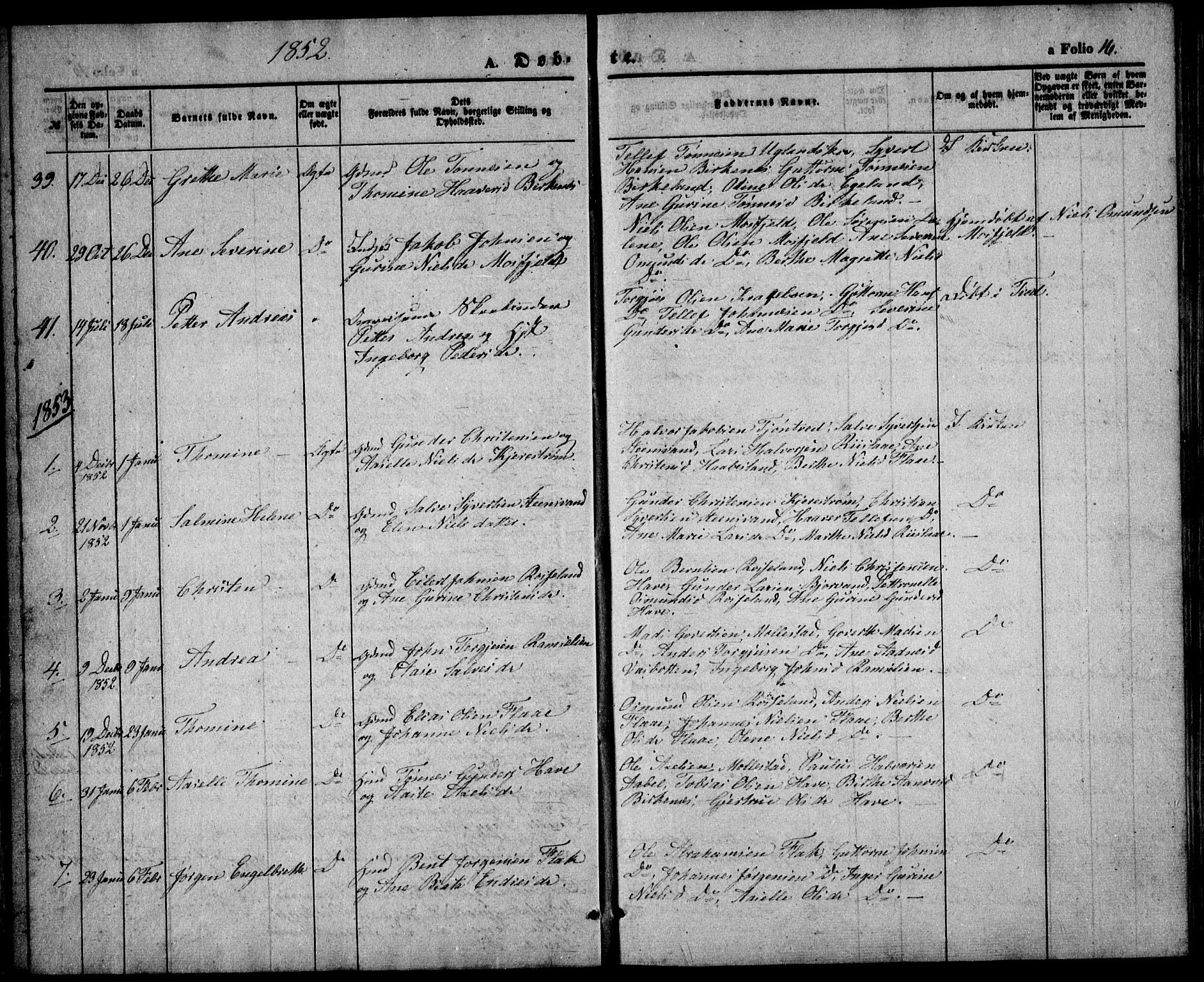 Birkenes sokneprestkontor, AV/SAK-1111-0004/F/Fb/L0002: Parish register (copy) no. B 2, 1849-1876, p. 16