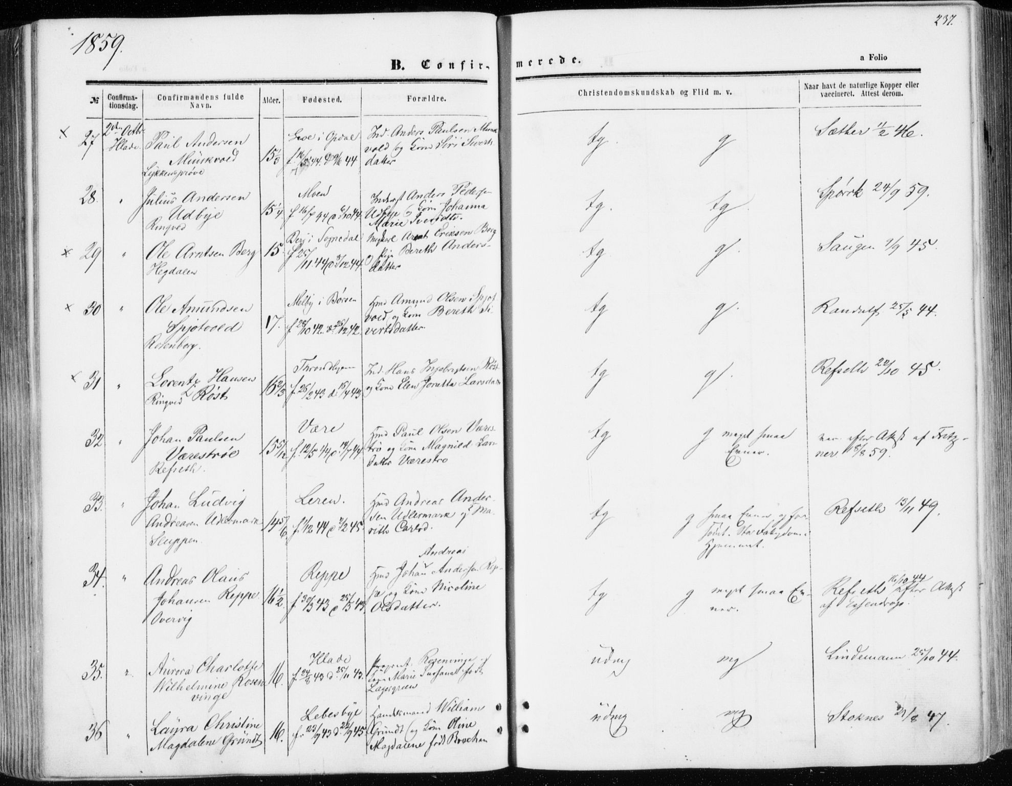 Ministerialprotokoller, klokkerbøker og fødselsregistre - Sør-Trøndelag, AV/SAT-A-1456/606/L0292: Parish register (official) no. 606A07, 1856-1865, p. 237