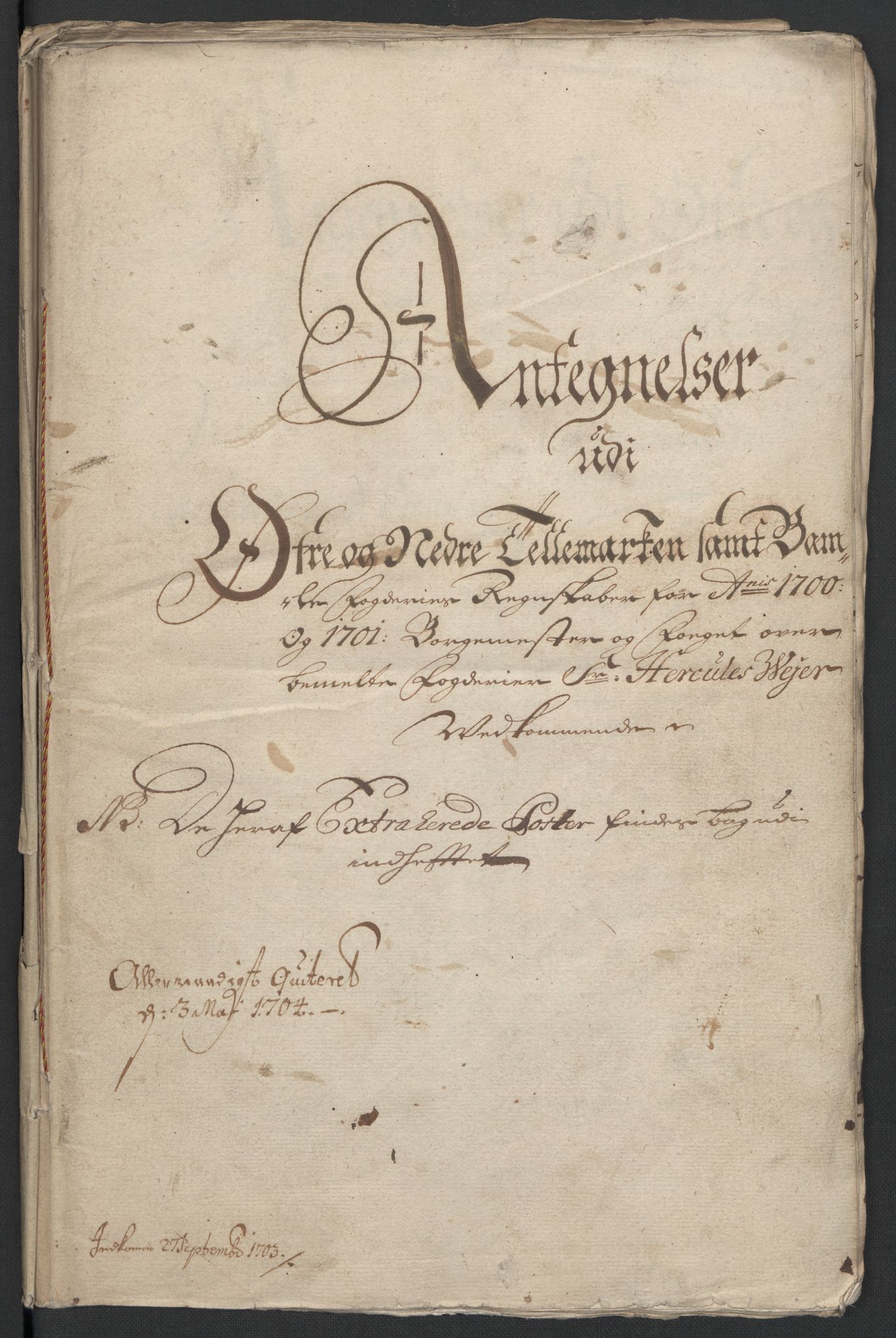Rentekammeret inntil 1814, Reviderte regnskaper, Fogderegnskap, RA/EA-4092/R36/L2105: Fogderegnskap Øvre og Nedre Telemark og Bamble, 1701, p. 293