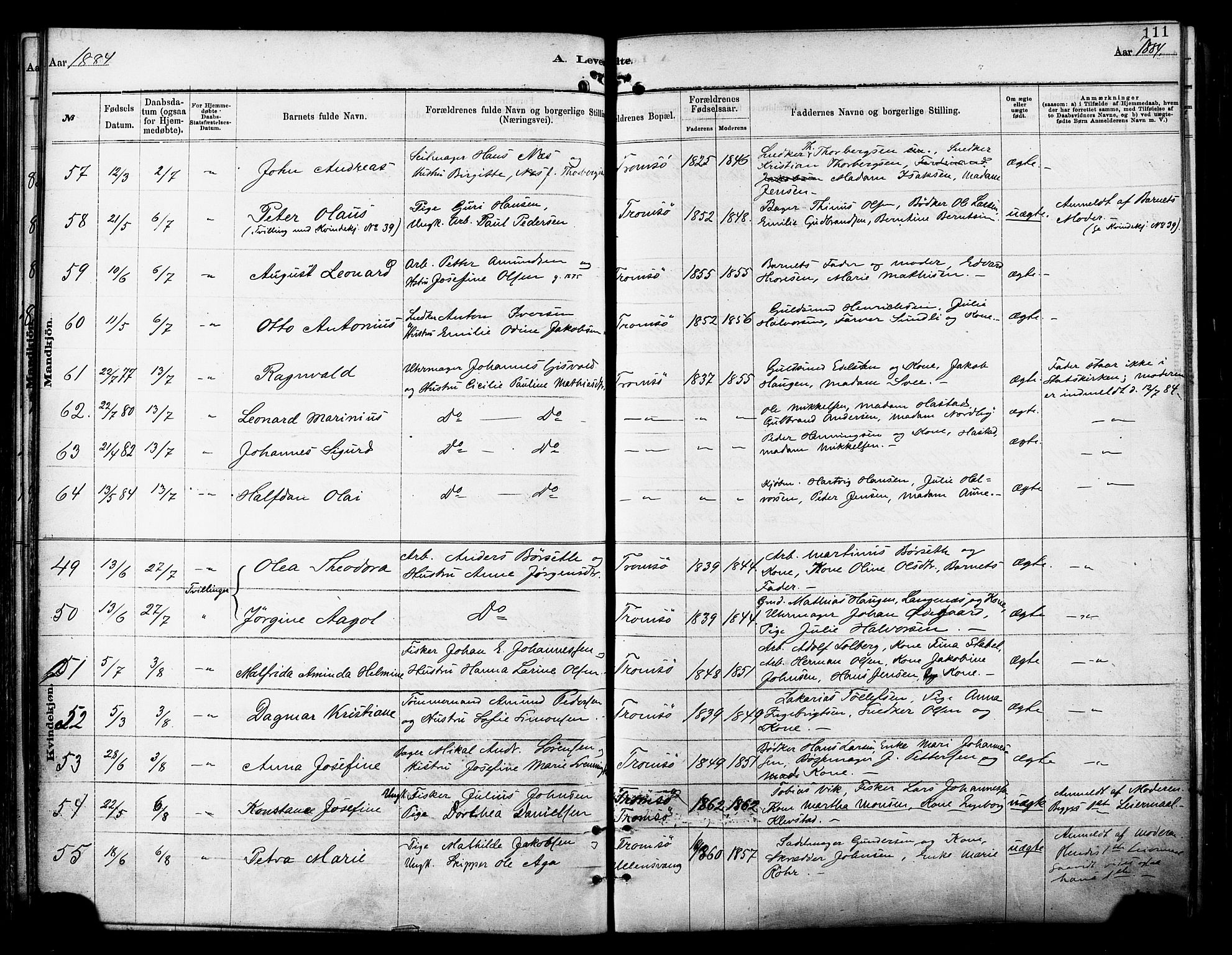 Tromsø sokneprestkontor/stiftsprosti/domprosti, SATØ/S-1343/G/Ga/L0014kirke: Parish register (official) no. 14, 1878-1888, p. 111