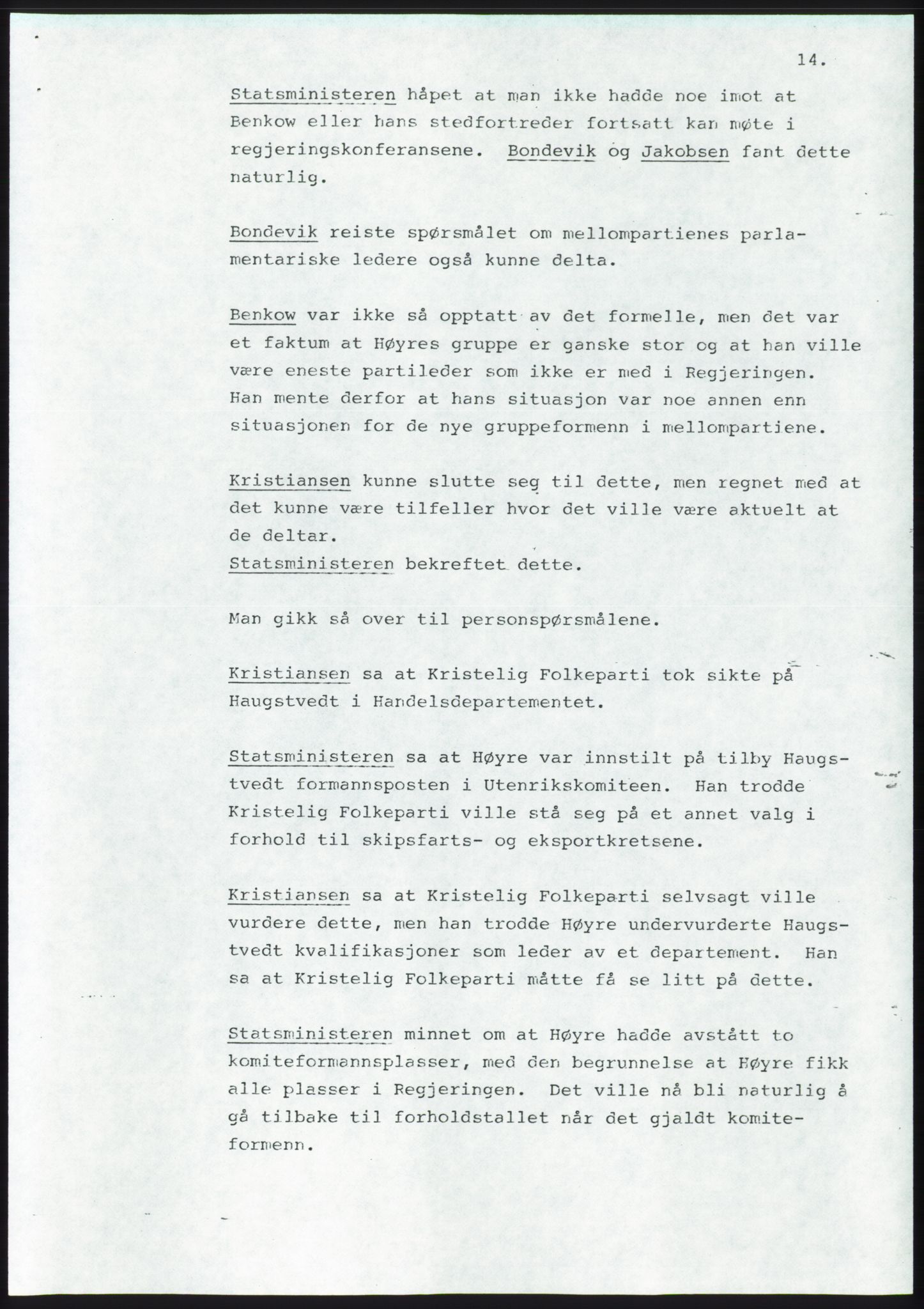 Forhandlingsmøtene 1983 mellom Høyre, KrF og Senterpartiet om dannelse av regjering, AV/RA-PA-0696/A/L0001: Forhandlingsprotokoll, 1983, p. 52