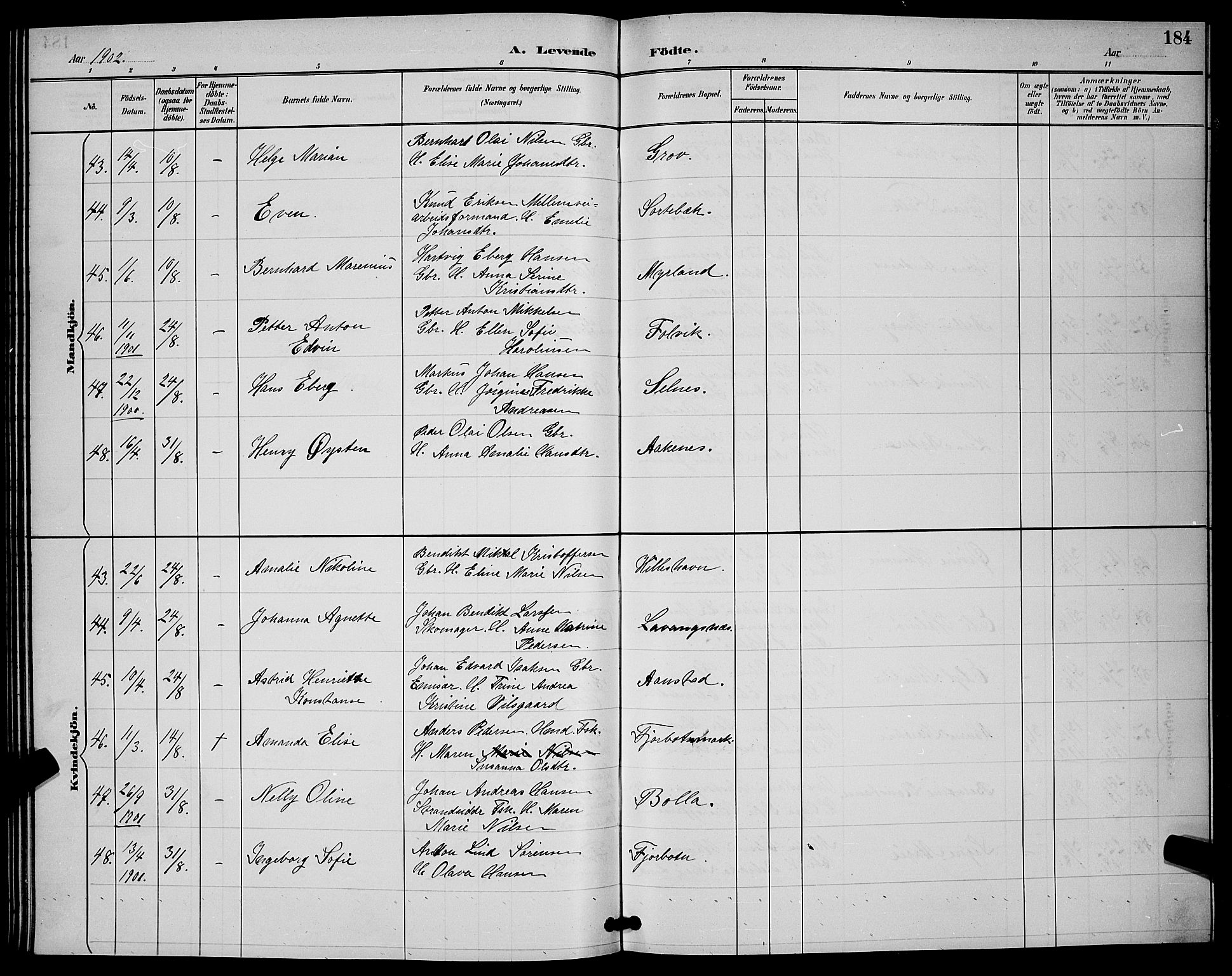 Ibestad sokneprestembete, AV/SATØ-S-0077/H/Ha/Hab/L0008klokker: Parish register (copy) no. 8, 1890-1903, p. 184