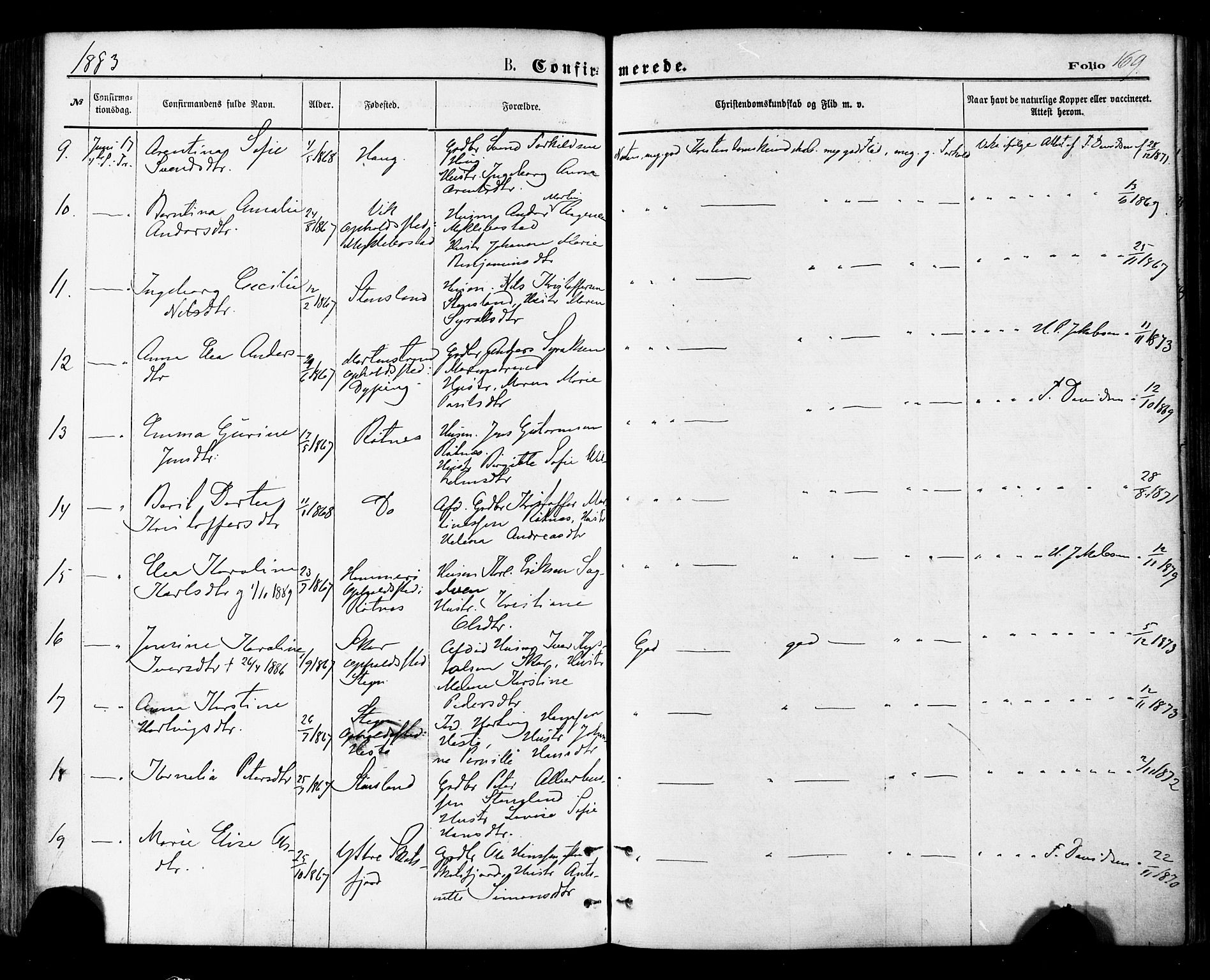 Ministerialprotokoller, klokkerbøker og fødselsregistre - Nordland, SAT/A-1459/855/L0802: Parish register (official) no. 855A10, 1875-1886, p. 169
