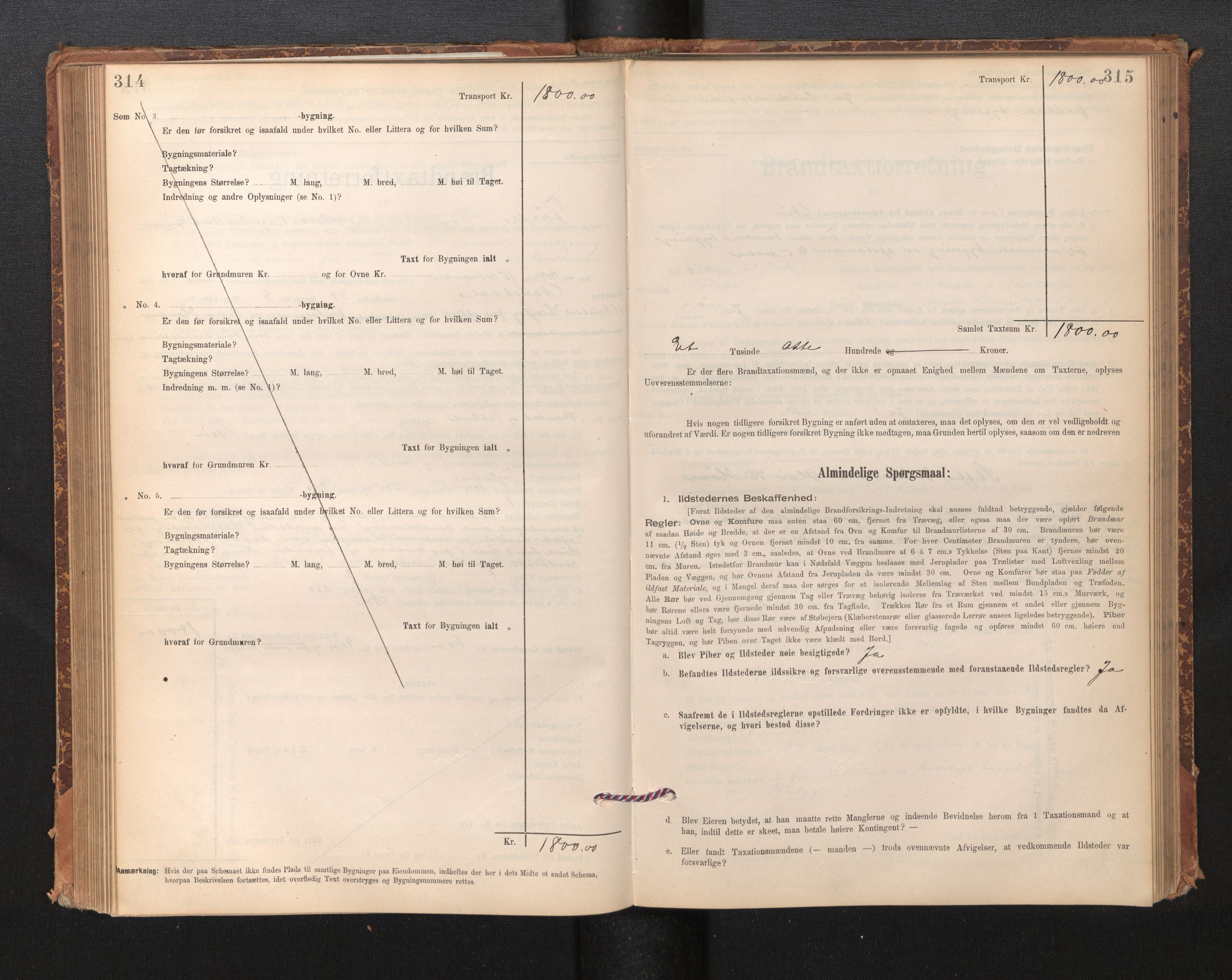 Lensmannen i Førde, AV/SAB-A-27401/0012/L0008: Branntakstprotokoll, skjematakst, 1895-1922, p. 314-315