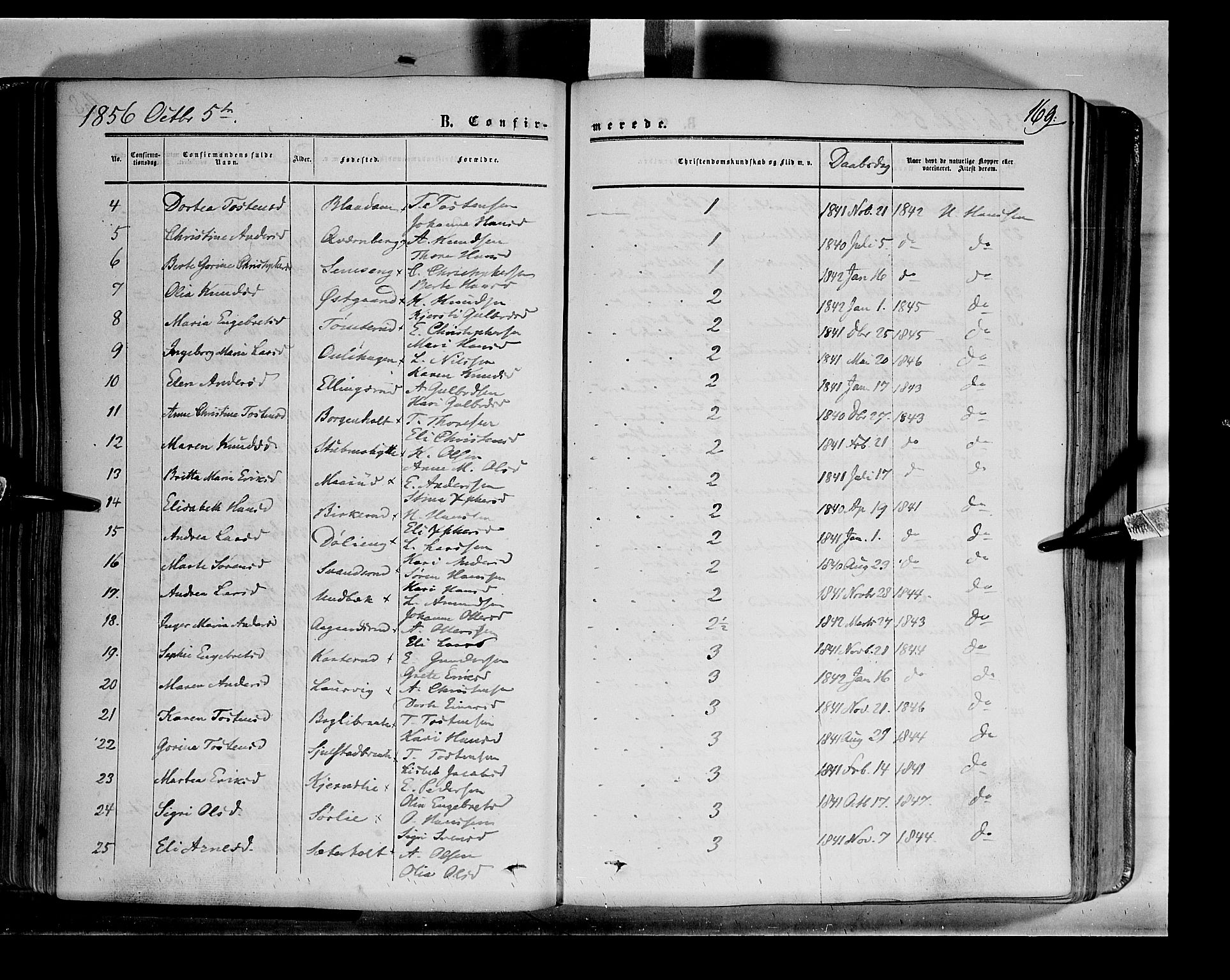 Sør-Odal prestekontor, AV/SAH-PREST-030/H/Ha/Haa/L0001: Parish register (official) no. 1, 1849-1859, p. 169