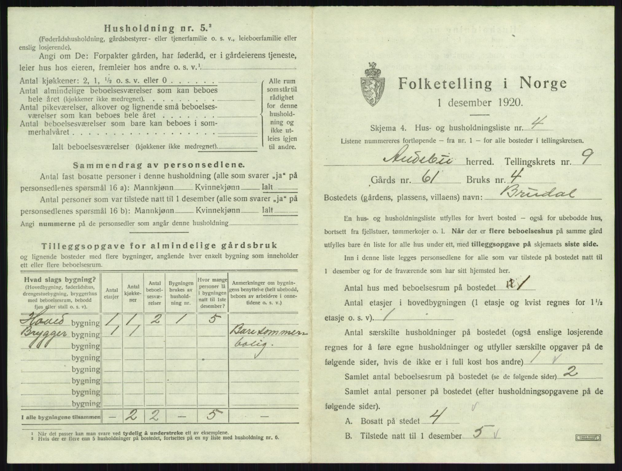 SAKO, 1920 census for Andebu, 1920, p. 537