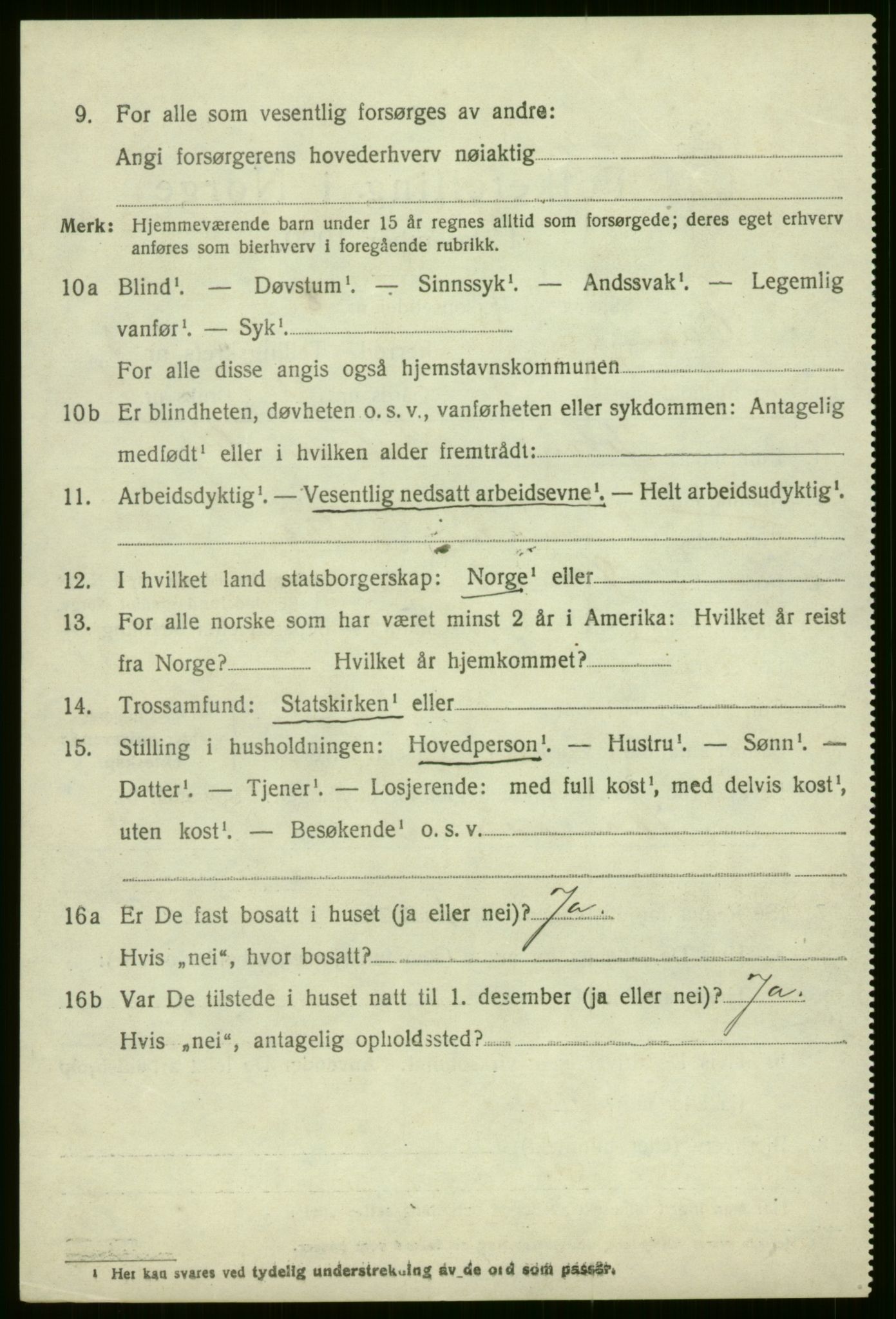 SAB, 1920 census for Evanger, 1920, p. 1050