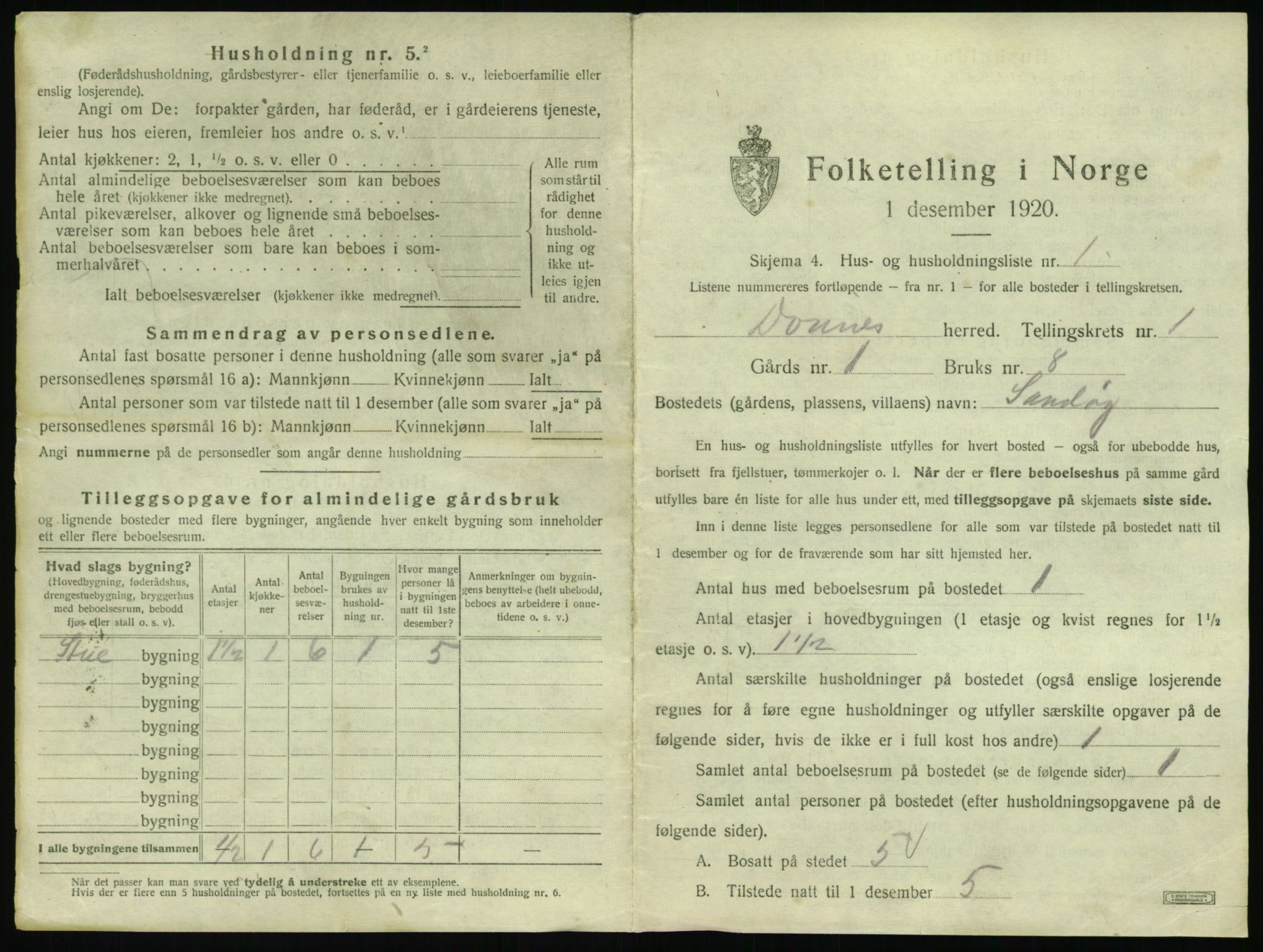 SAT, 1920 census for Dønnes, 1920, p. 28