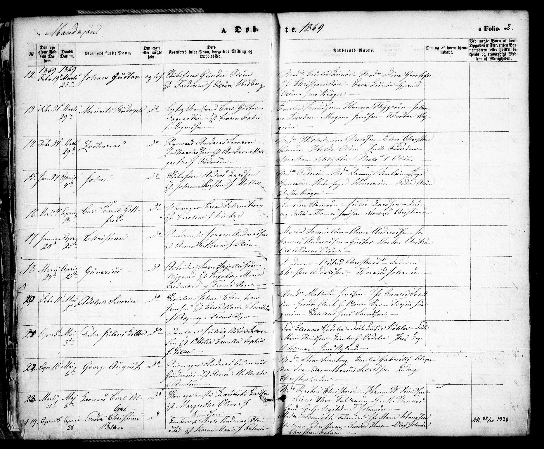 Arendal sokneprestkontor, Trefoldighet, SAK/1111-0040/F/Fa/L0007: Parish register (official) no. A 7, 1868-1878, p. 2