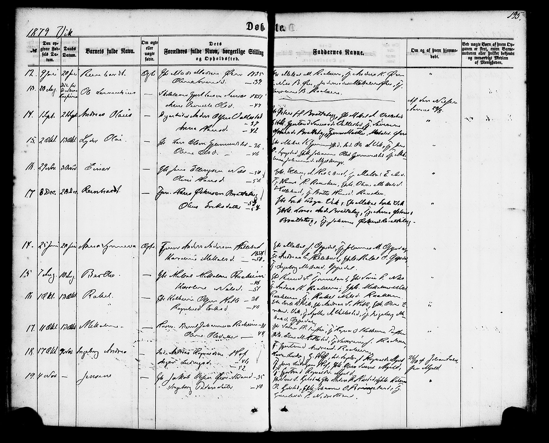 Gaular sokneprestembete, SAB/A-80001/H/Haa: Parish register (official) no. A 5, 1860-1881, p. 195