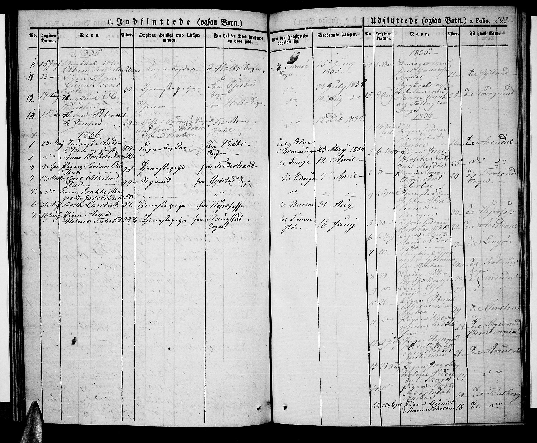 Tromøy sokneprestkontor, SAK/1111-0041/F/Fa/L0003: Parish register (official) no. A 3, 1825-1837, p. 292