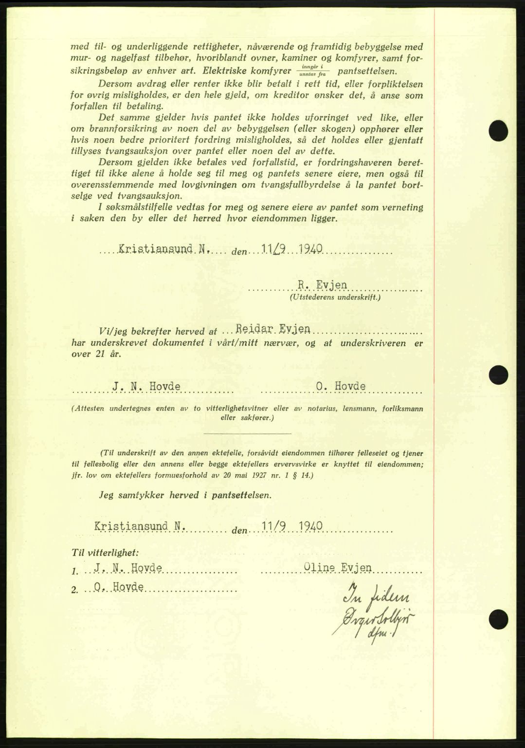 Kristiansund byfogd, AV/SAT-A-4587/A/27: Mortgage book no. 33, 1939-1941, Diary no: : 347/1940