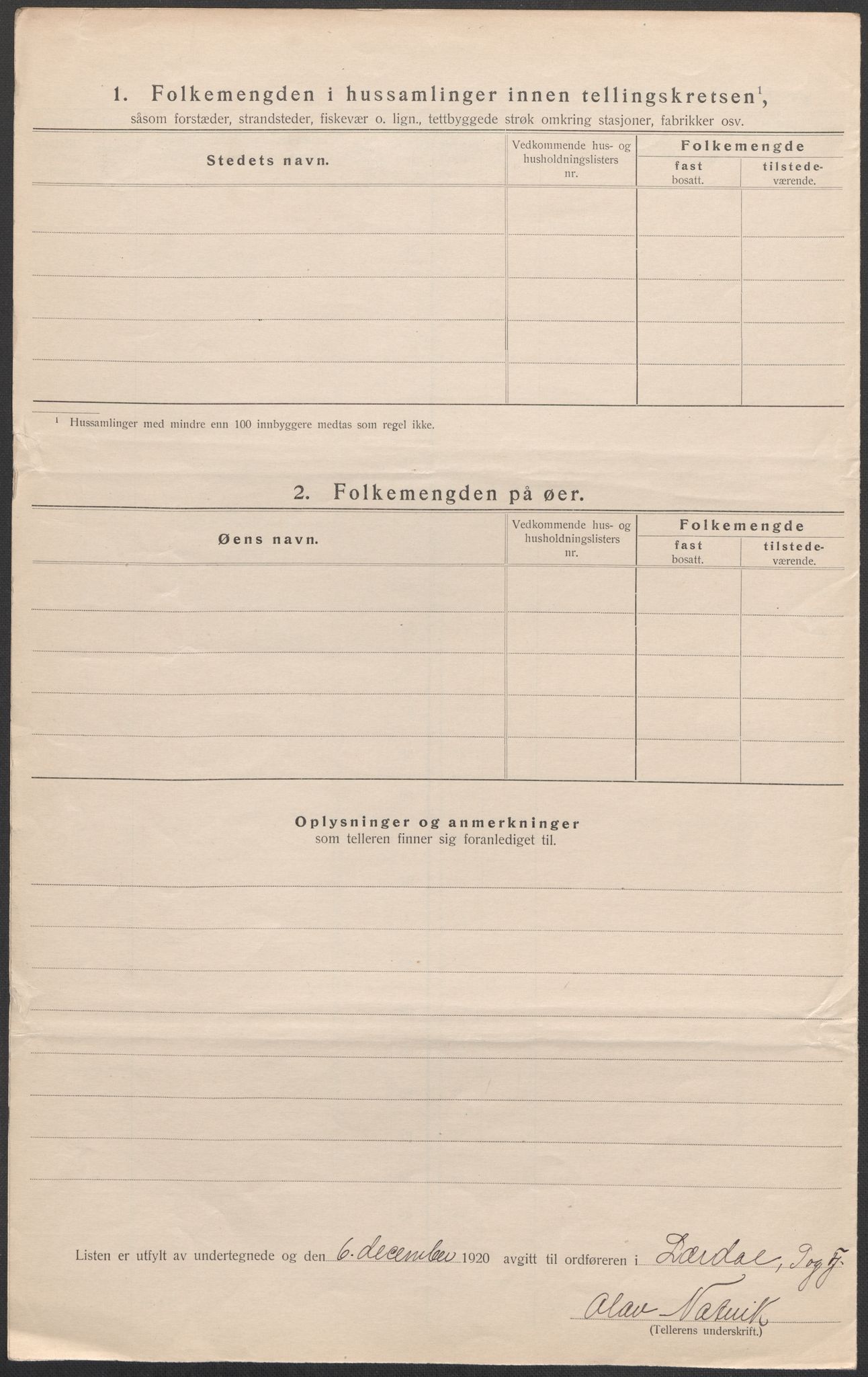 SAB, 1920 census for Lærdal, 1920, p. 31