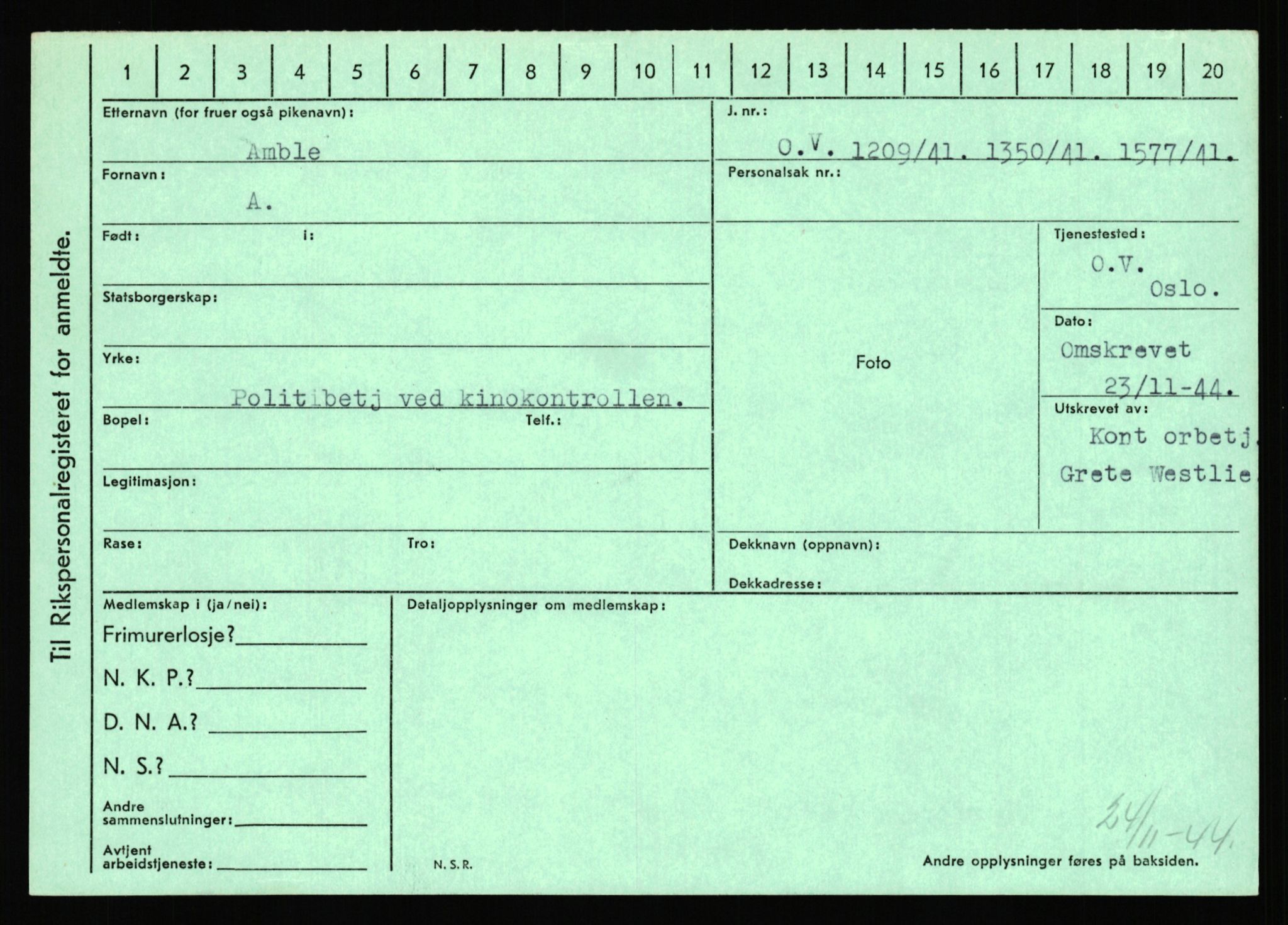 Statspolitiet - Hovedkontoret / Osloavdelingen, AV/RA-S-1329/C/Ca/L0001: Aabakken - Armann, 1943-1945, p. 1591