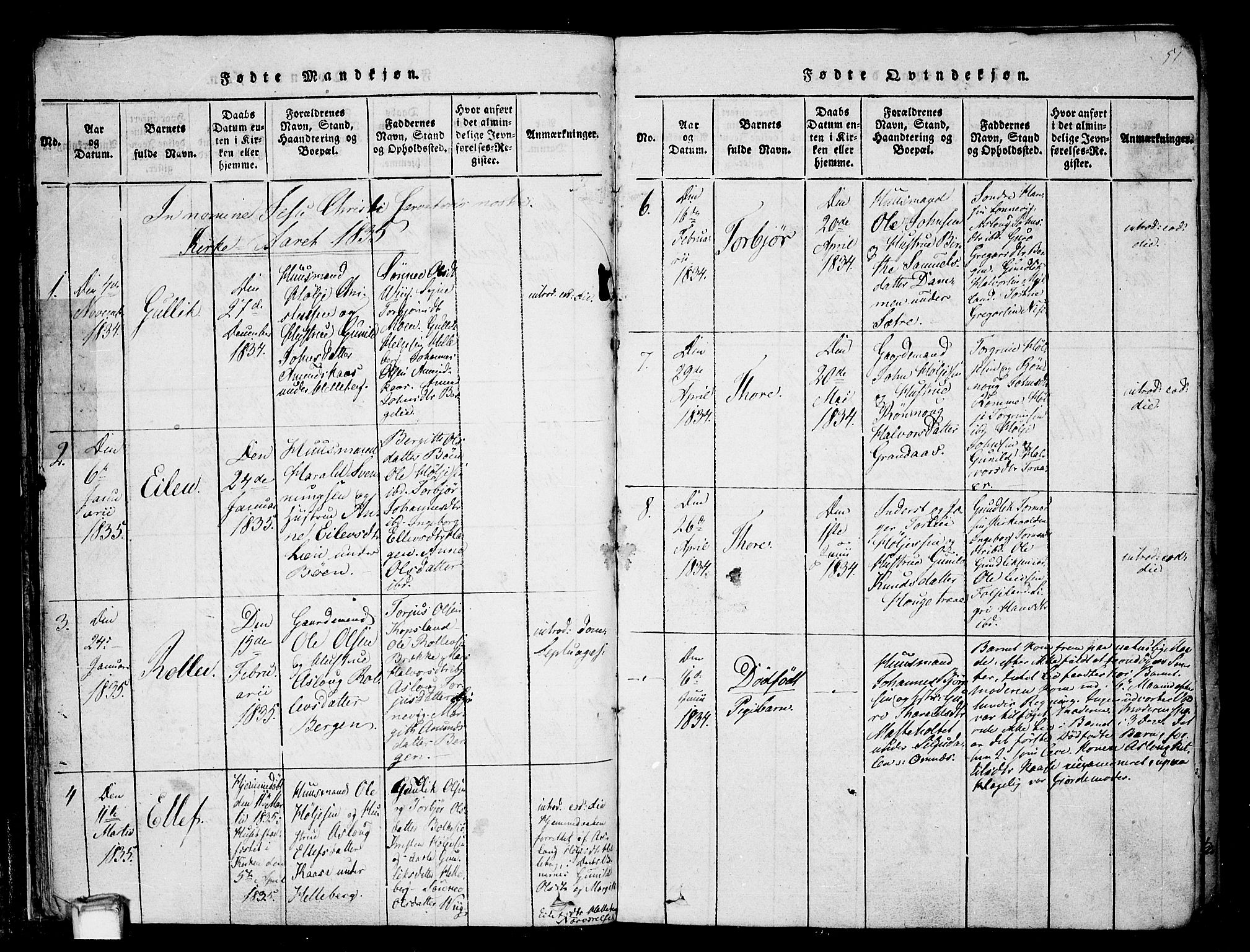 Gransherad kirkebøker, SAKO/A-267/F/Fa/L0001: Parish register (official) no. I 1, 1815-1843, p. 51