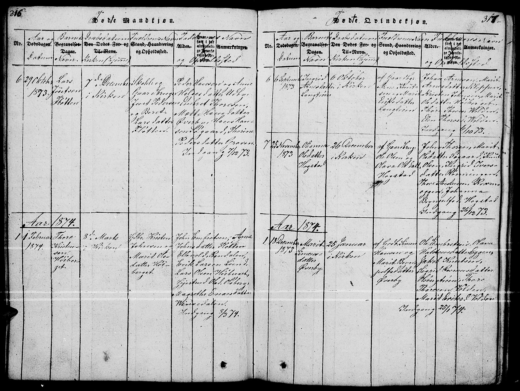 Tynset prestekontor, SAH/PREST-058/H/Ha/Hab/L0004: Parish register (copy) no. 4, 1814-1879, p. 316-317