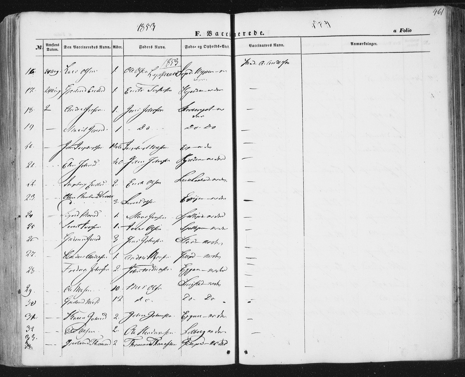 Ministerialprotokoller, klokkerbøker og fødselsregistre - Sør-Trøndelag, AV/SAT-A-1456/691/L1076: Parish register (official) no. 691A08, 1852-1861, p. 461
