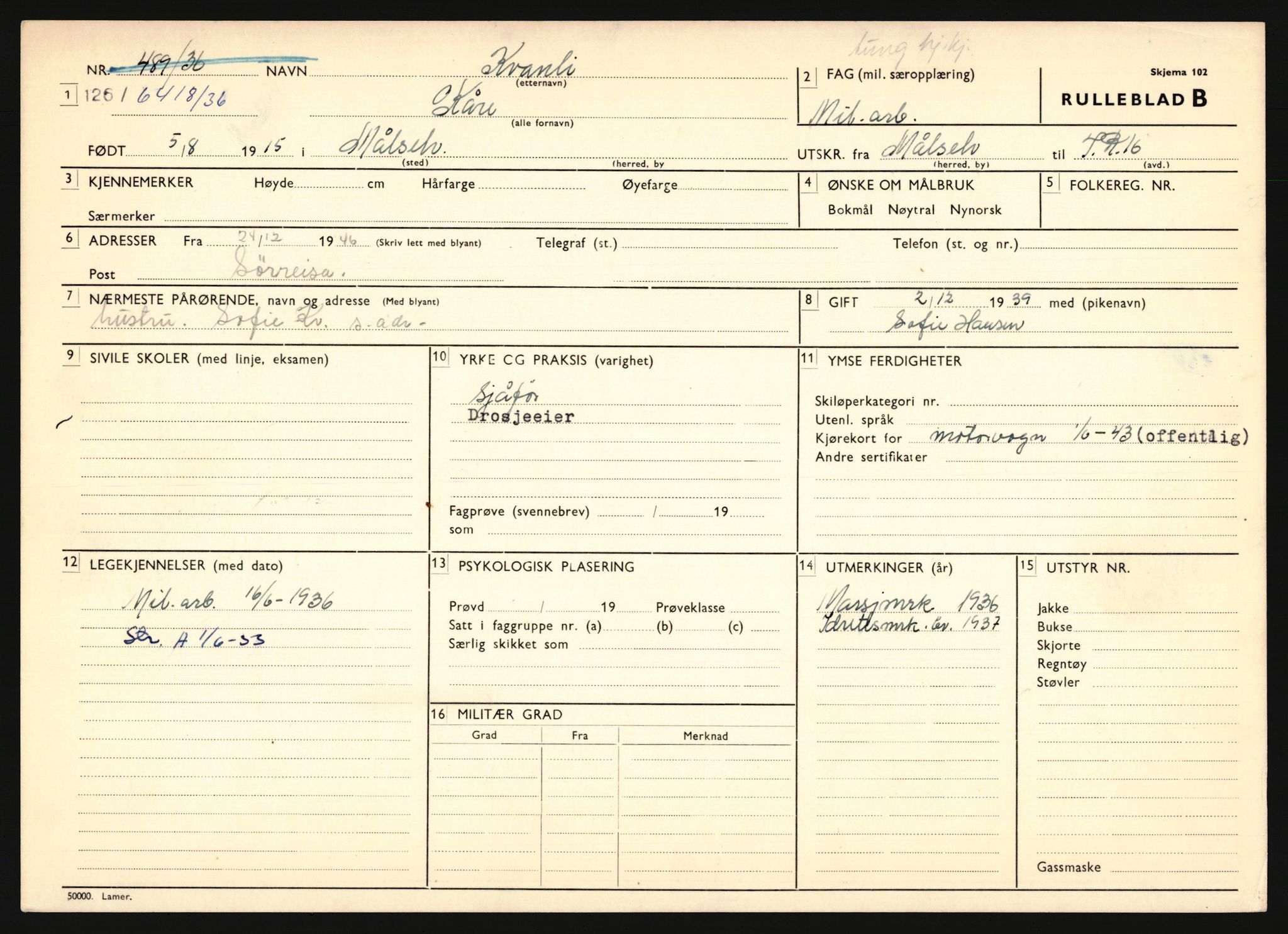 Forsvaret, Troms infanteriregiment nr. 16, AV/RA-RAFA-3146/P/Pa/L0020: Rulleblad for regimentets menige mannskaper, årsklasse 1936, 1936, p. 741